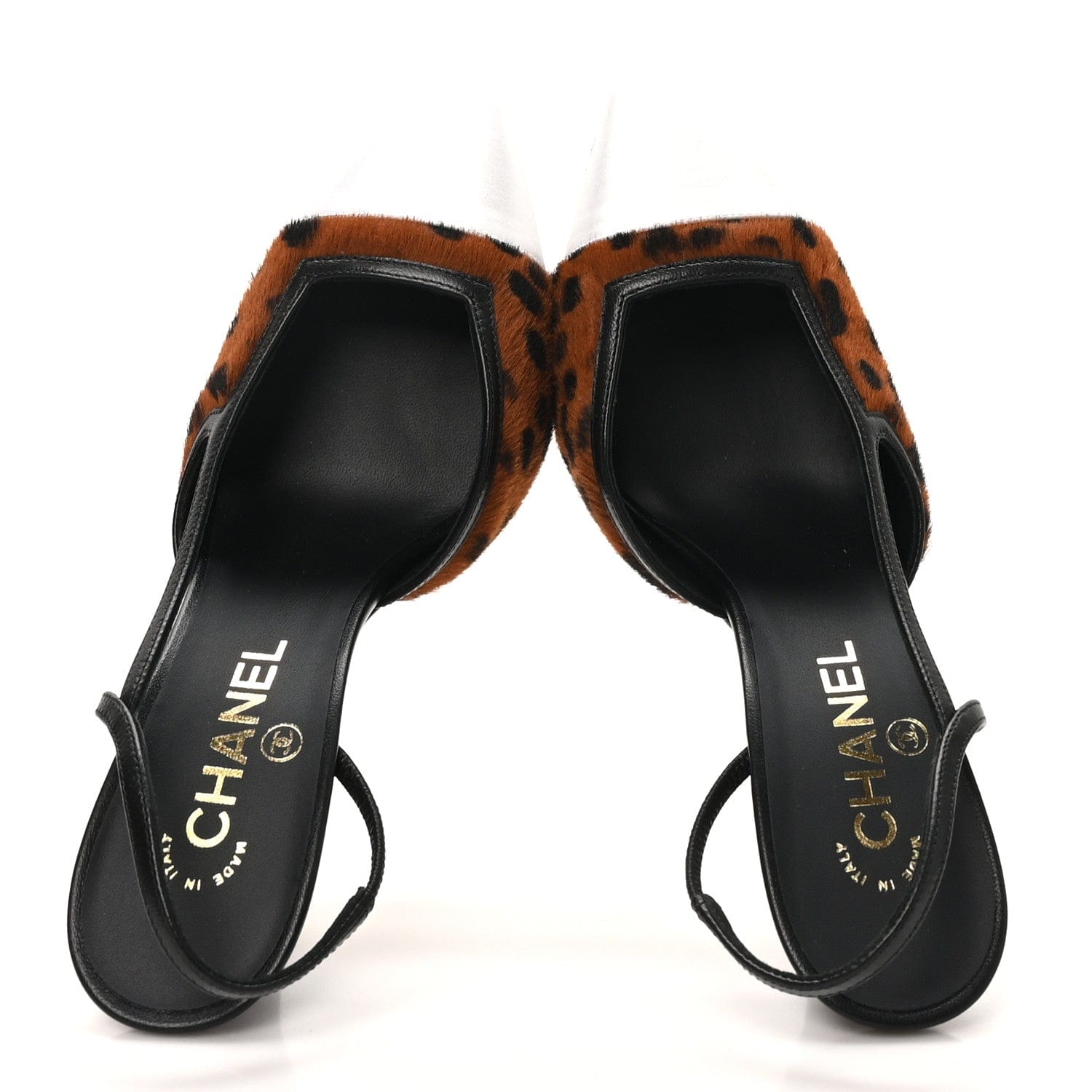 Chanel Lambskin Mixed Fibers Cap Toe CC Slingback Flats 37 Brown Black White 38 Brown Black White
