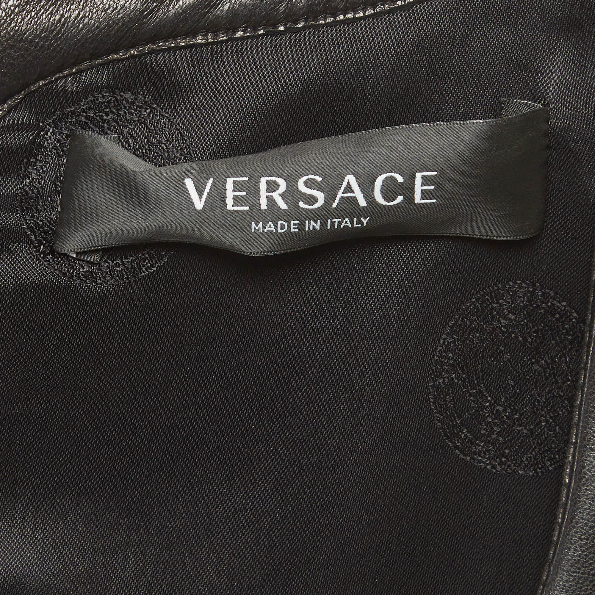 Versace Black Leather Mini Dress