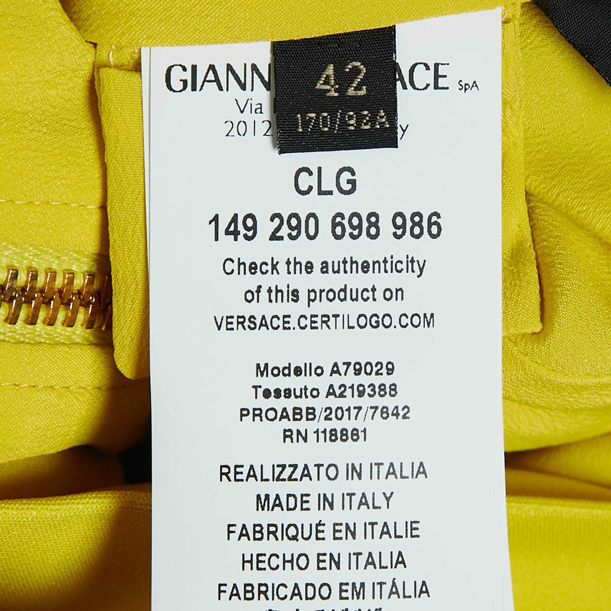 Versace Yellow Embellished Tulle And Jersey Ruche Mini Dress