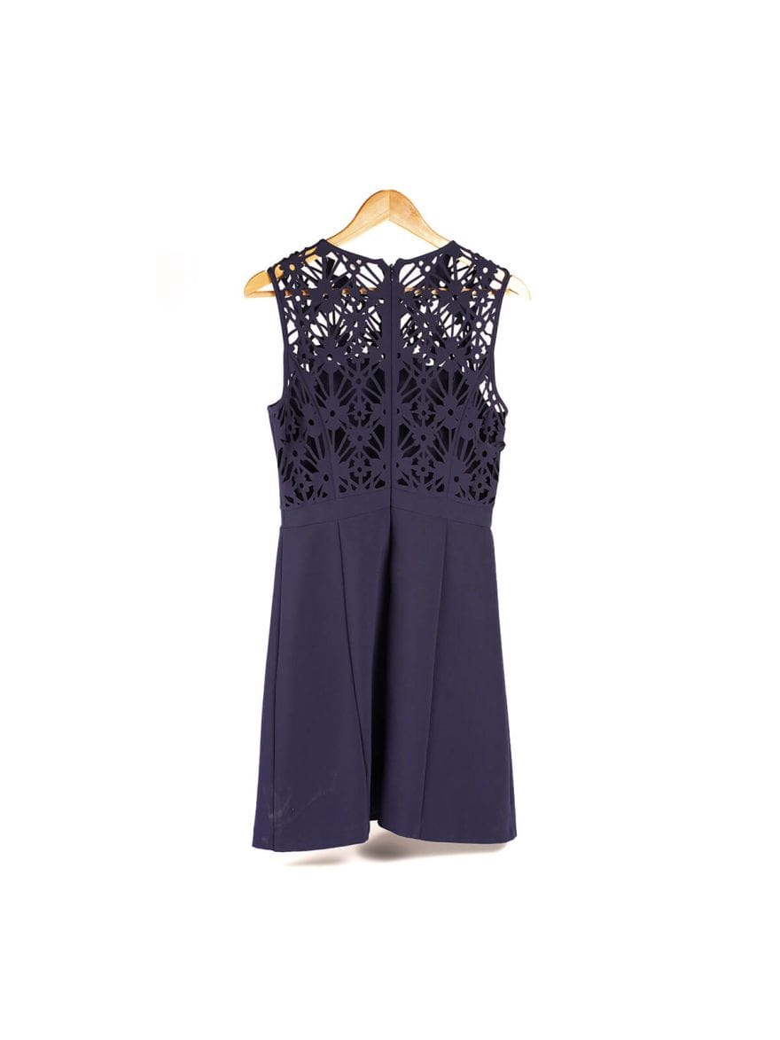 Michael Kors Women's Petite Laser - Cut Fit & Flare Dress - True Navy Size - 2