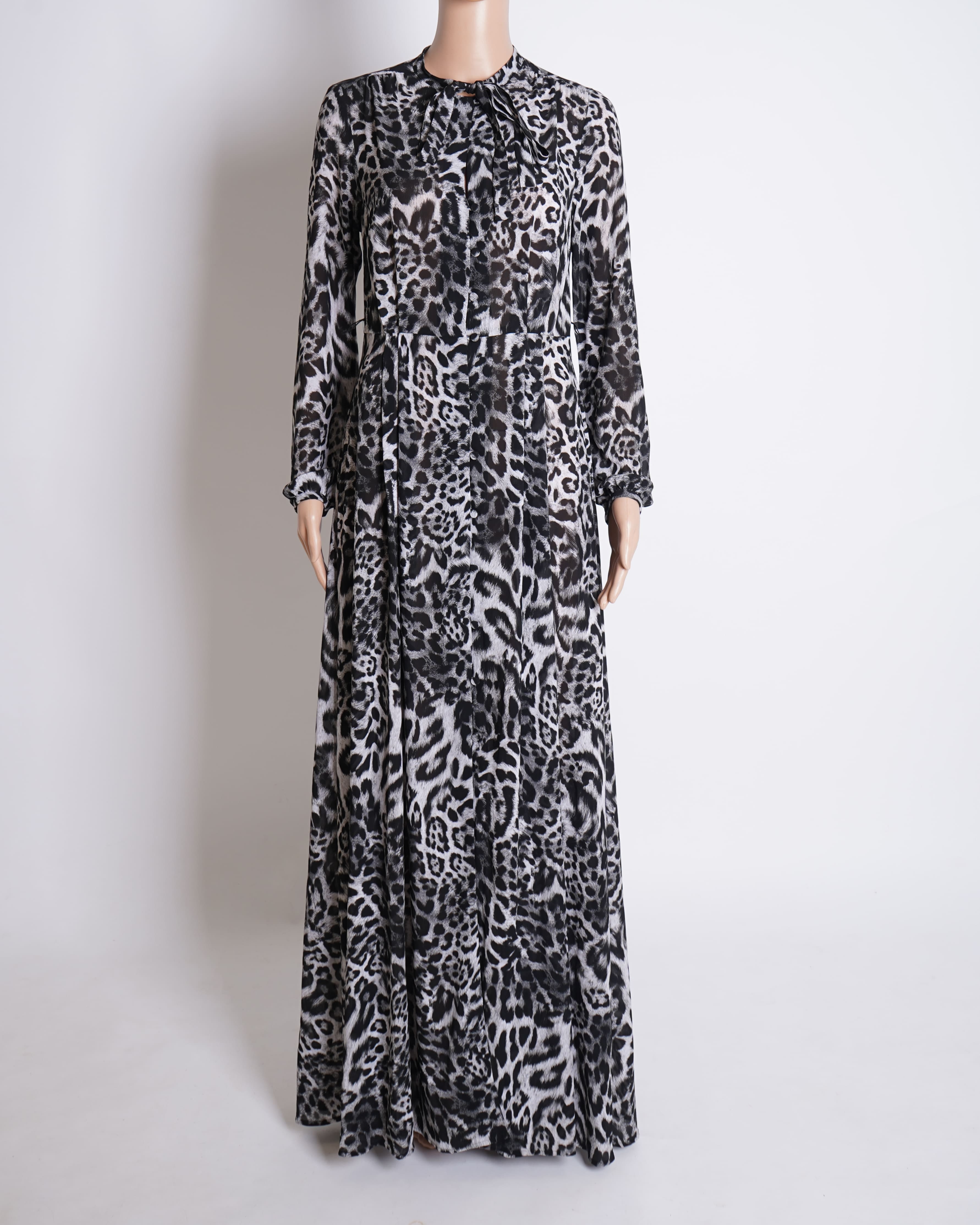 Michael Kors Printed Long Dress In Black & White
