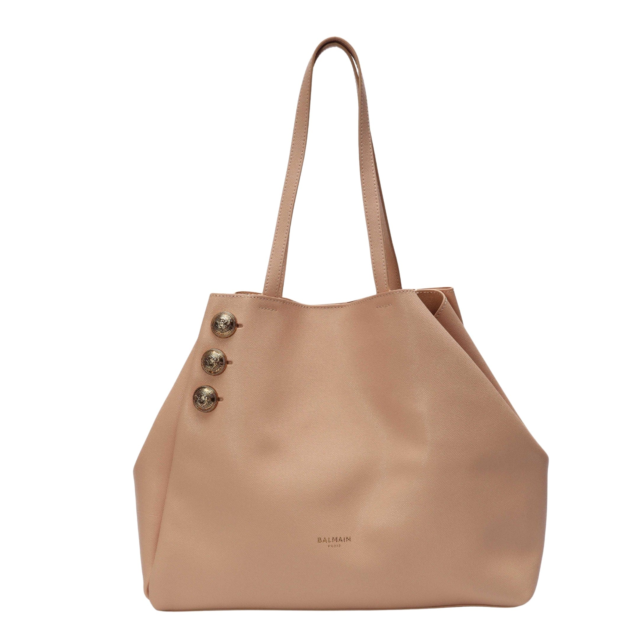 Balmain Embleme Peach Grained Calfskin Tote