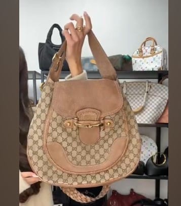 Gucci G26031652 Gucci Horsebit Shoulder GG Canvas