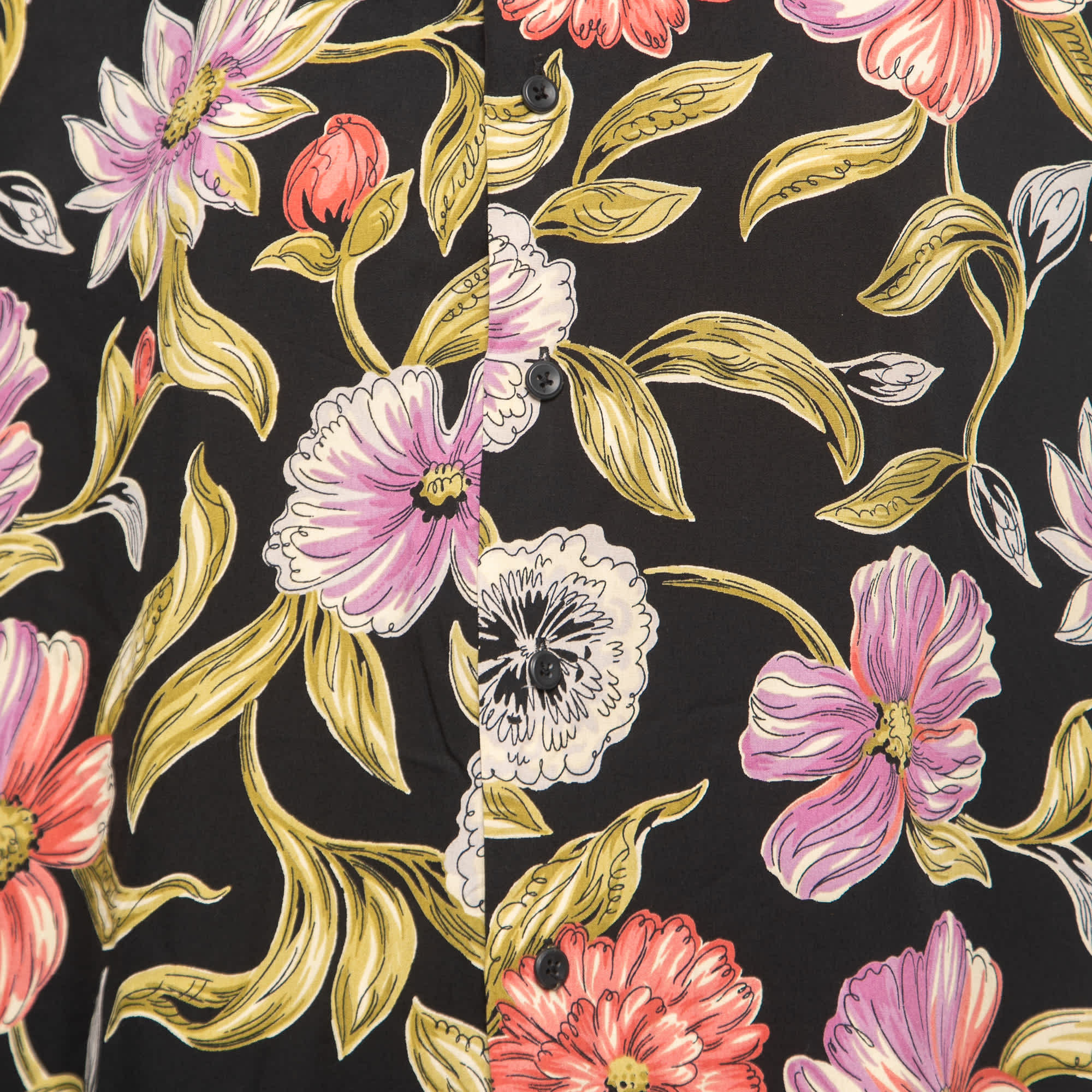 Polo Ralph Lauren Black Floral Printed Rayon Short Sleeve Shirt