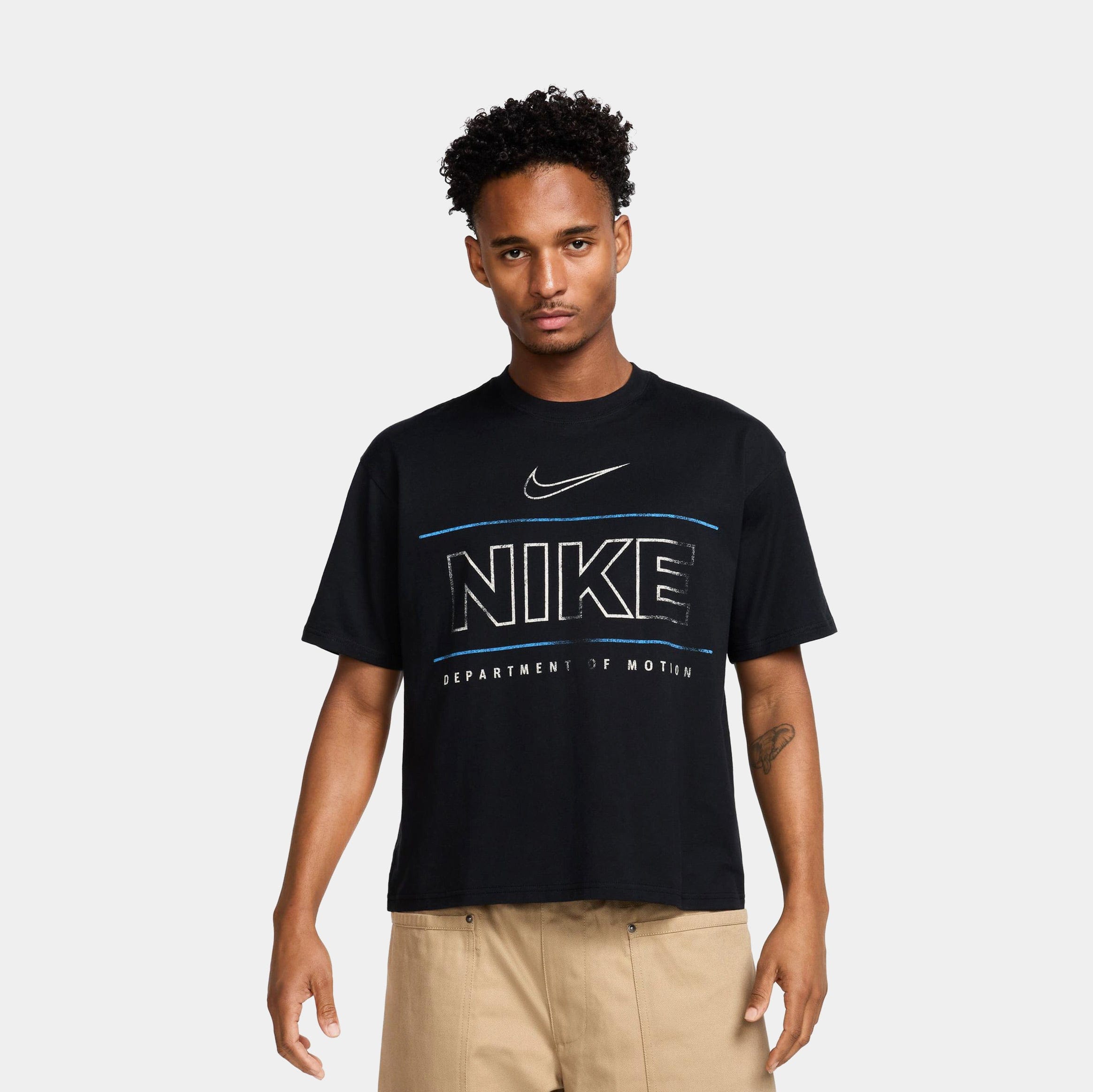 Nike Crop Crew Motion Mens Short Sleeve Shirt (Black/Blue)