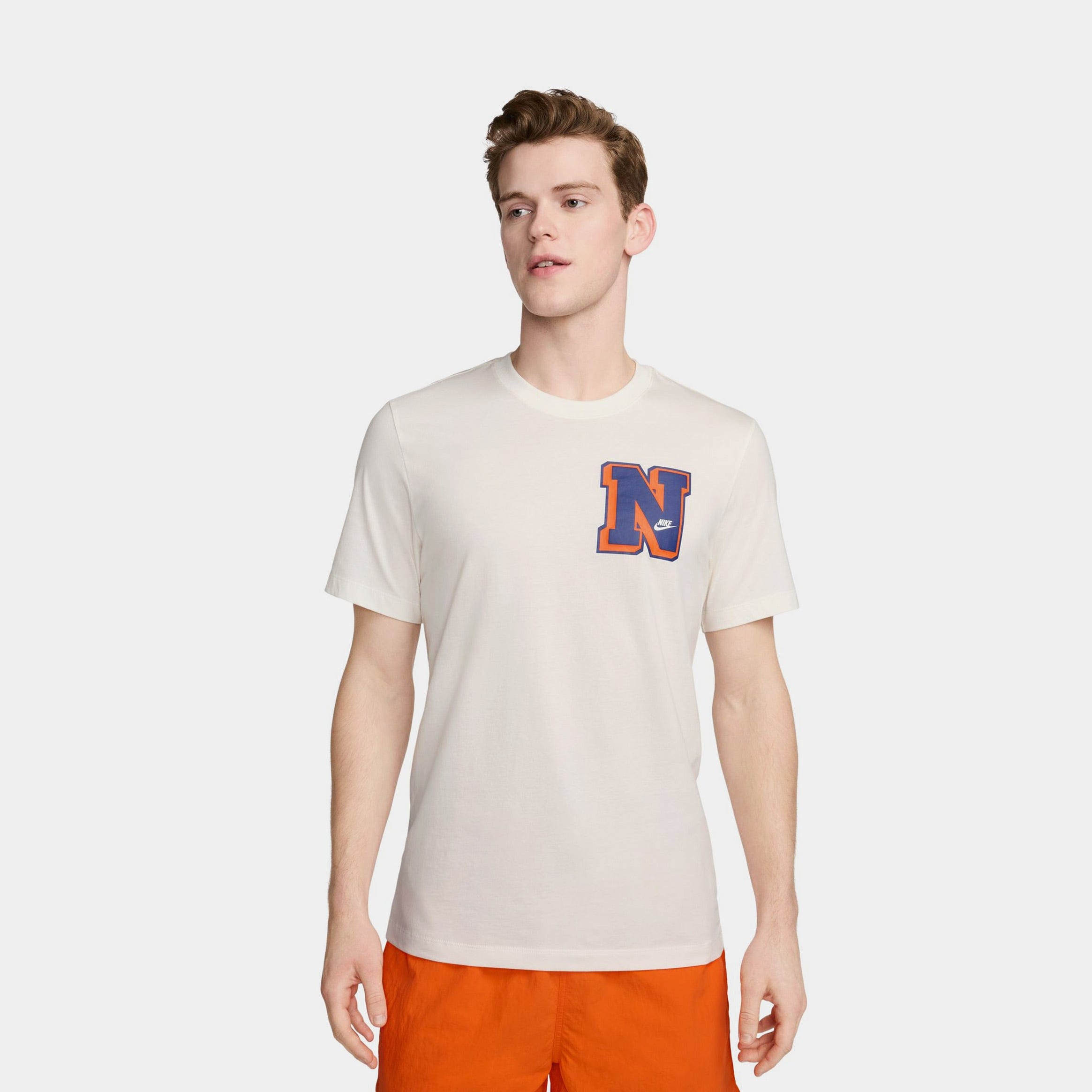 Nike NSW 1972 Athletics Mens Short Sleeve Shirt (Beige/Orange)