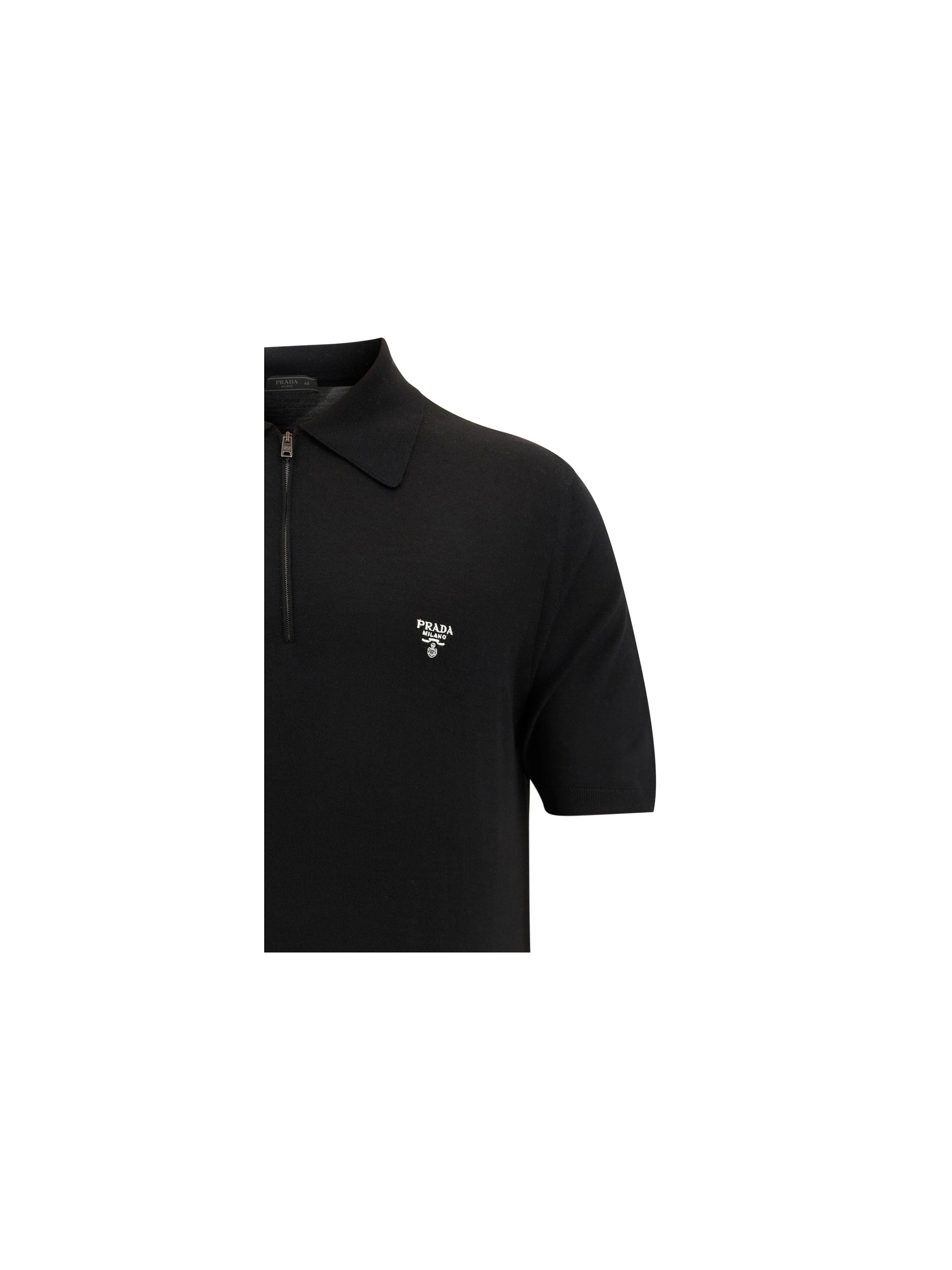 Prada Virgin Wool Polo Shirt — Black