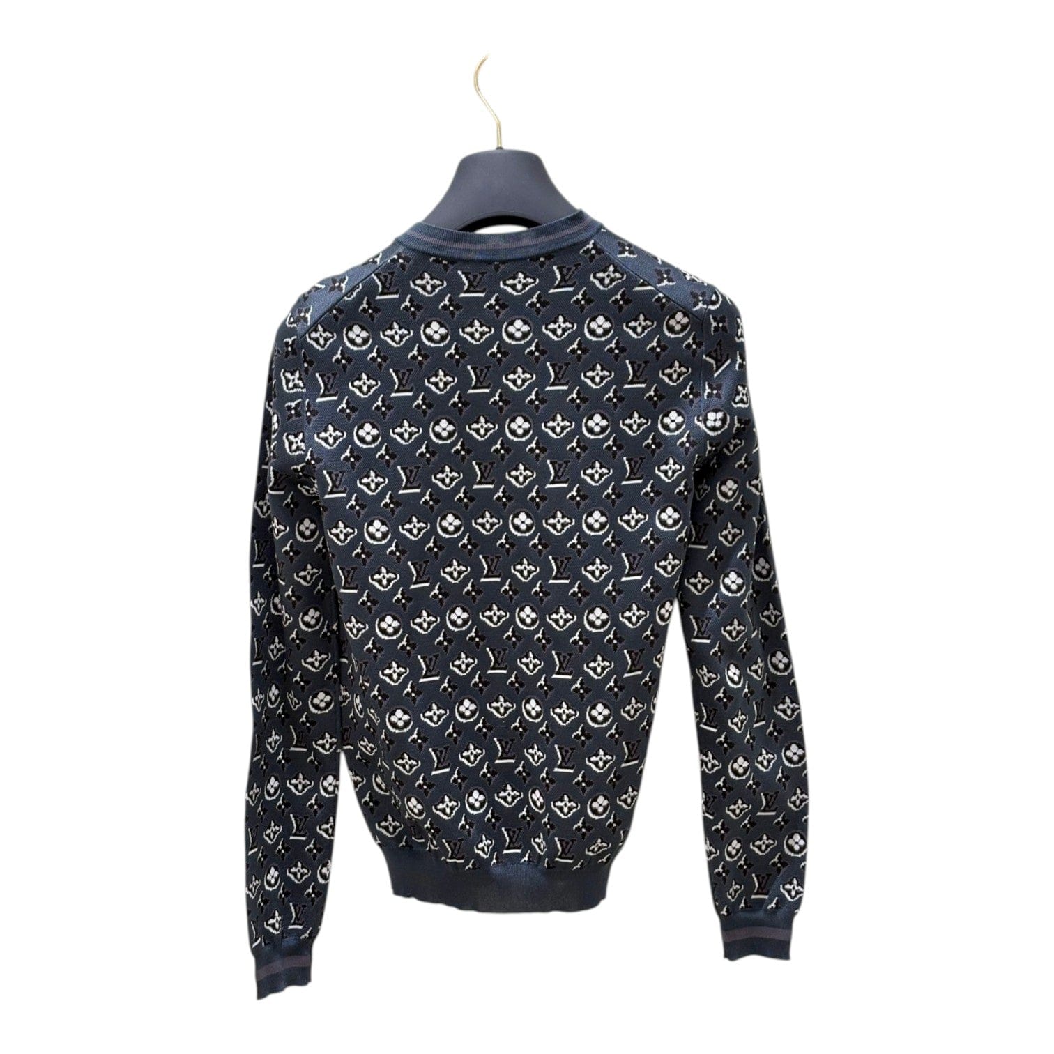Louis Vuitton Grey Silk Monogram Shadow Jacquard Cardigan - Size M