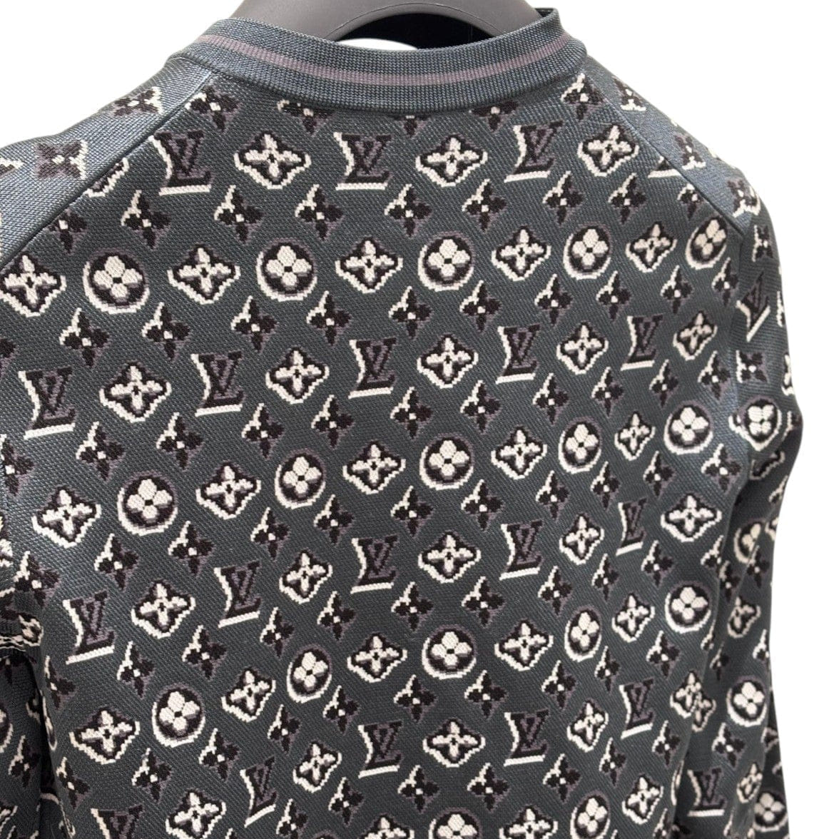 Louis Vuitton Grey Silk Monogram Shadow Jacquard Cardigan - Size M