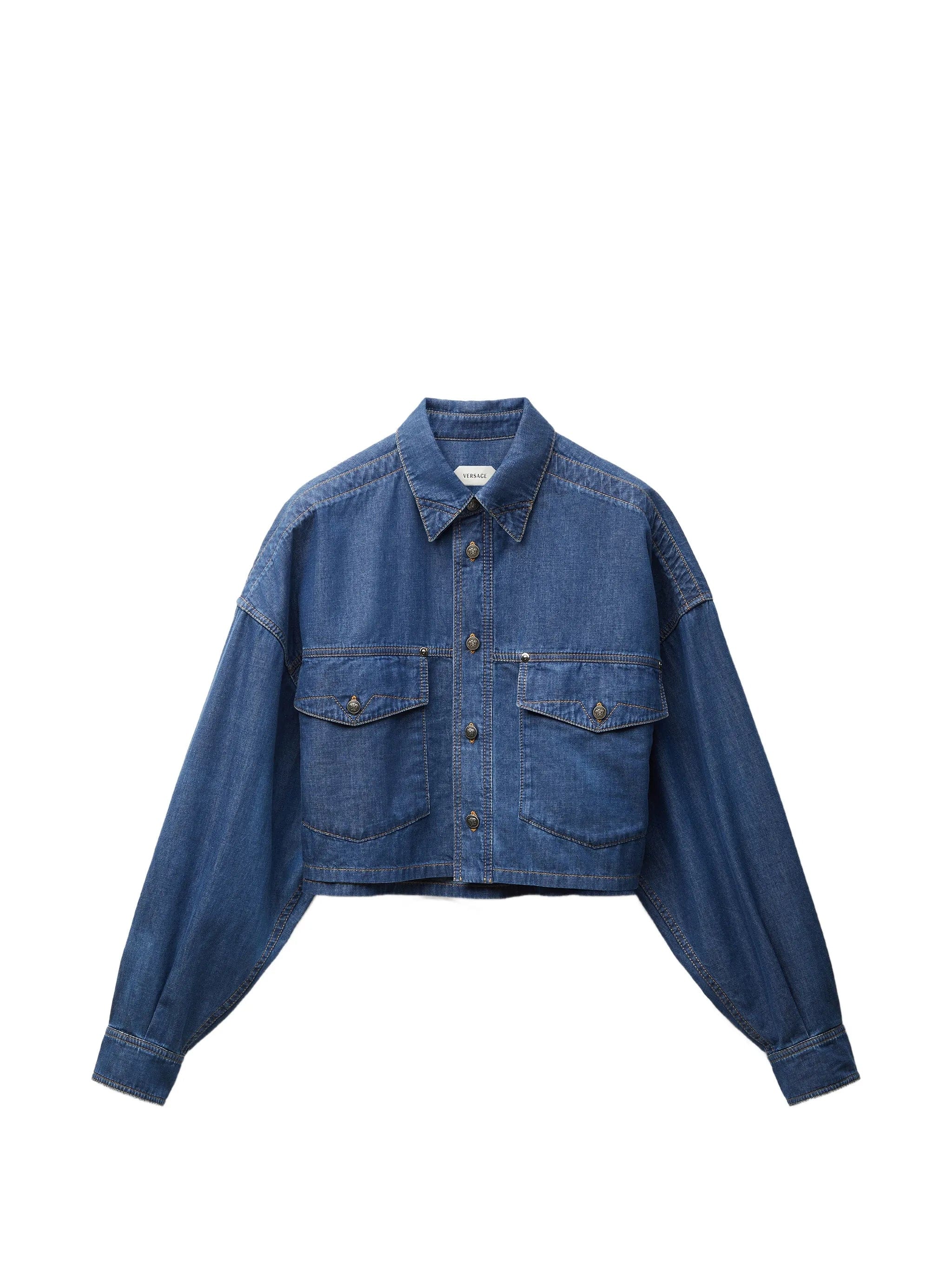 Versace Chambray cropped shirt