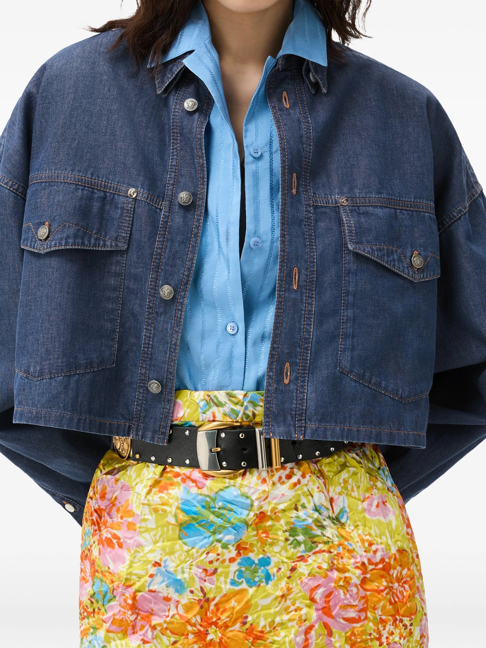 Versace Chambray cropped shirt