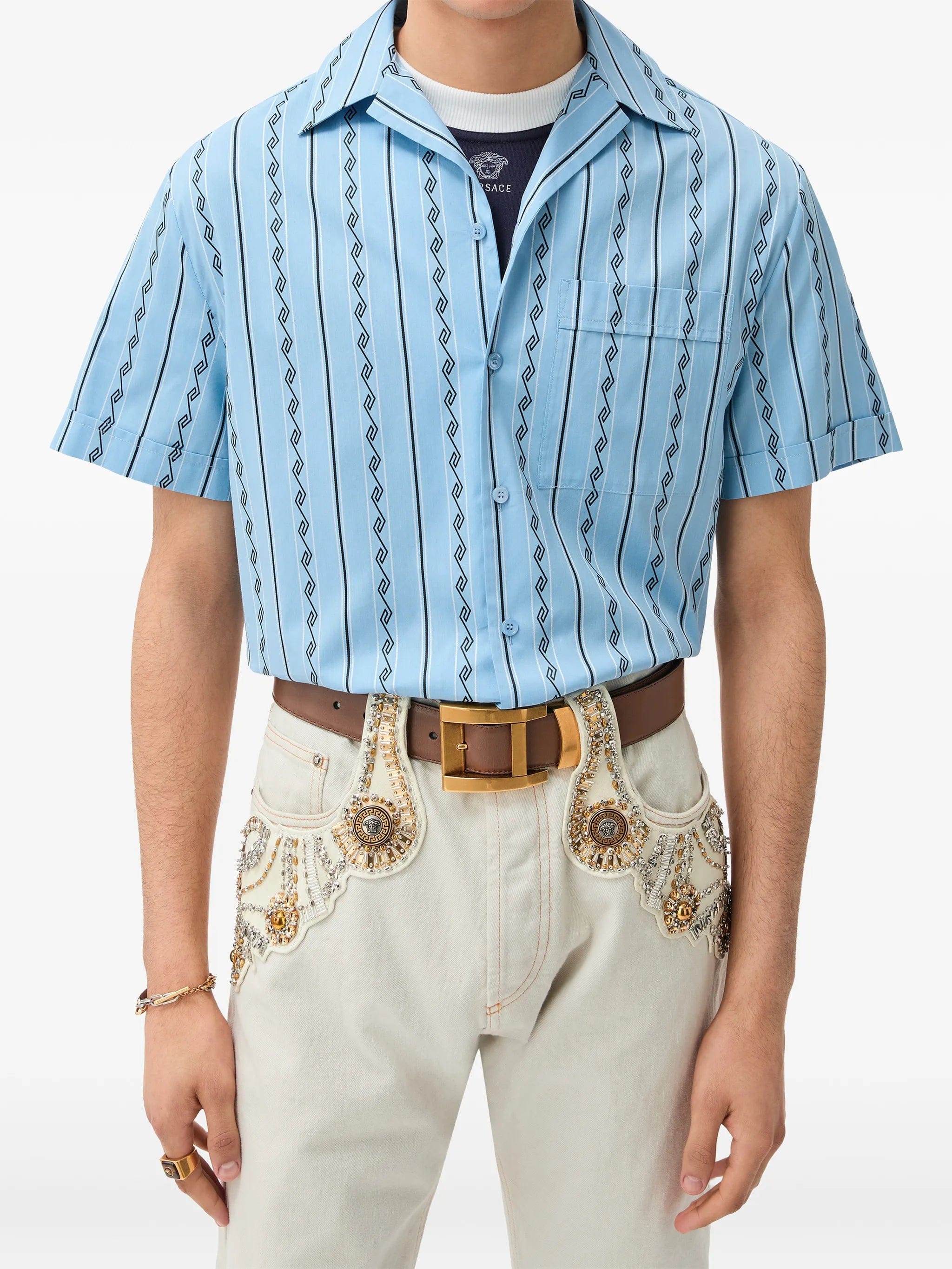 Versace jacquard cotton - silk regular shirt
