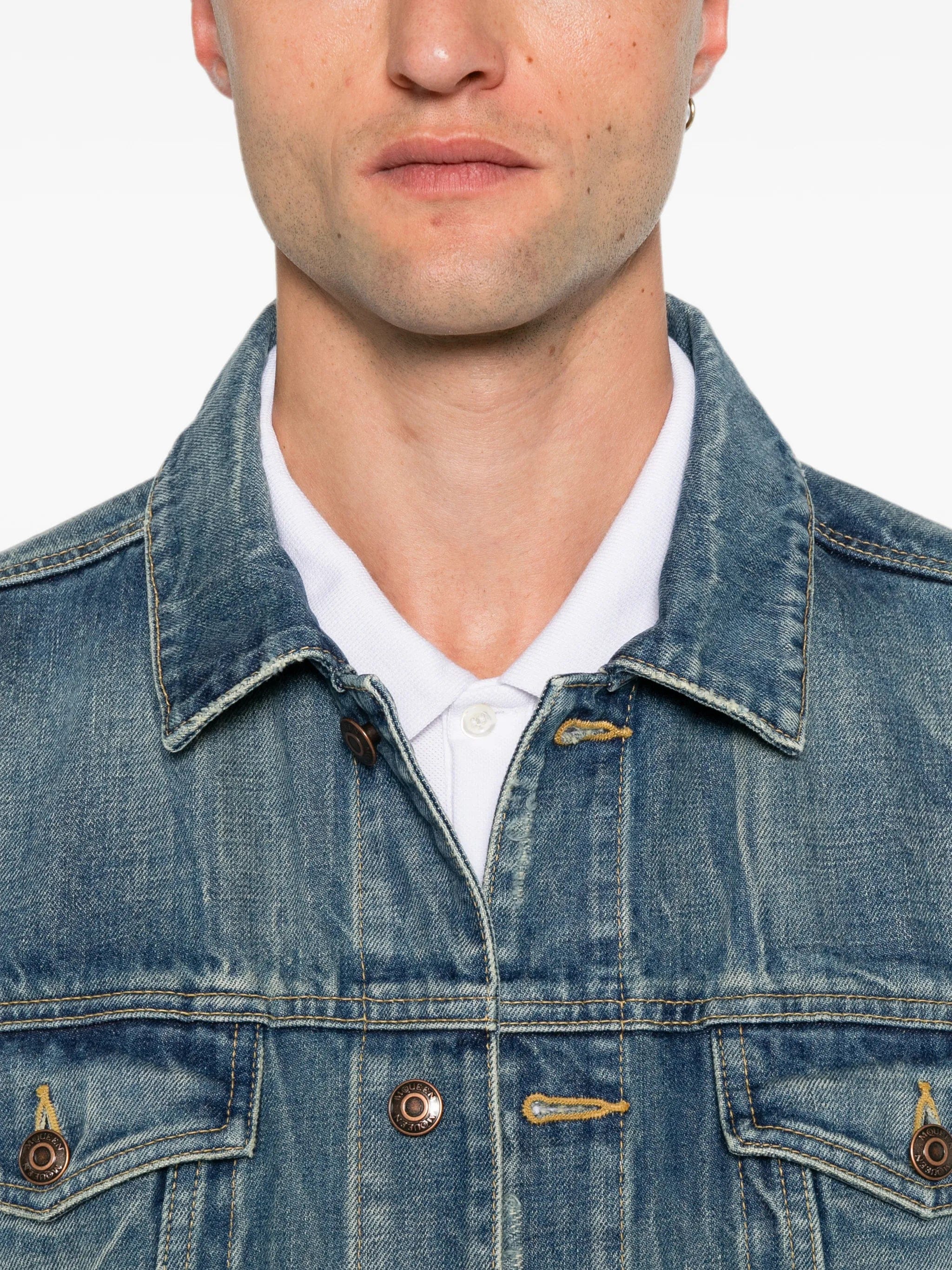 Alexander McQueen faded - effect denim jacket