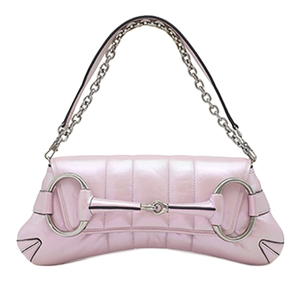 Gucci Small Iridescent Calfskin Horsebit Chain Satchel
