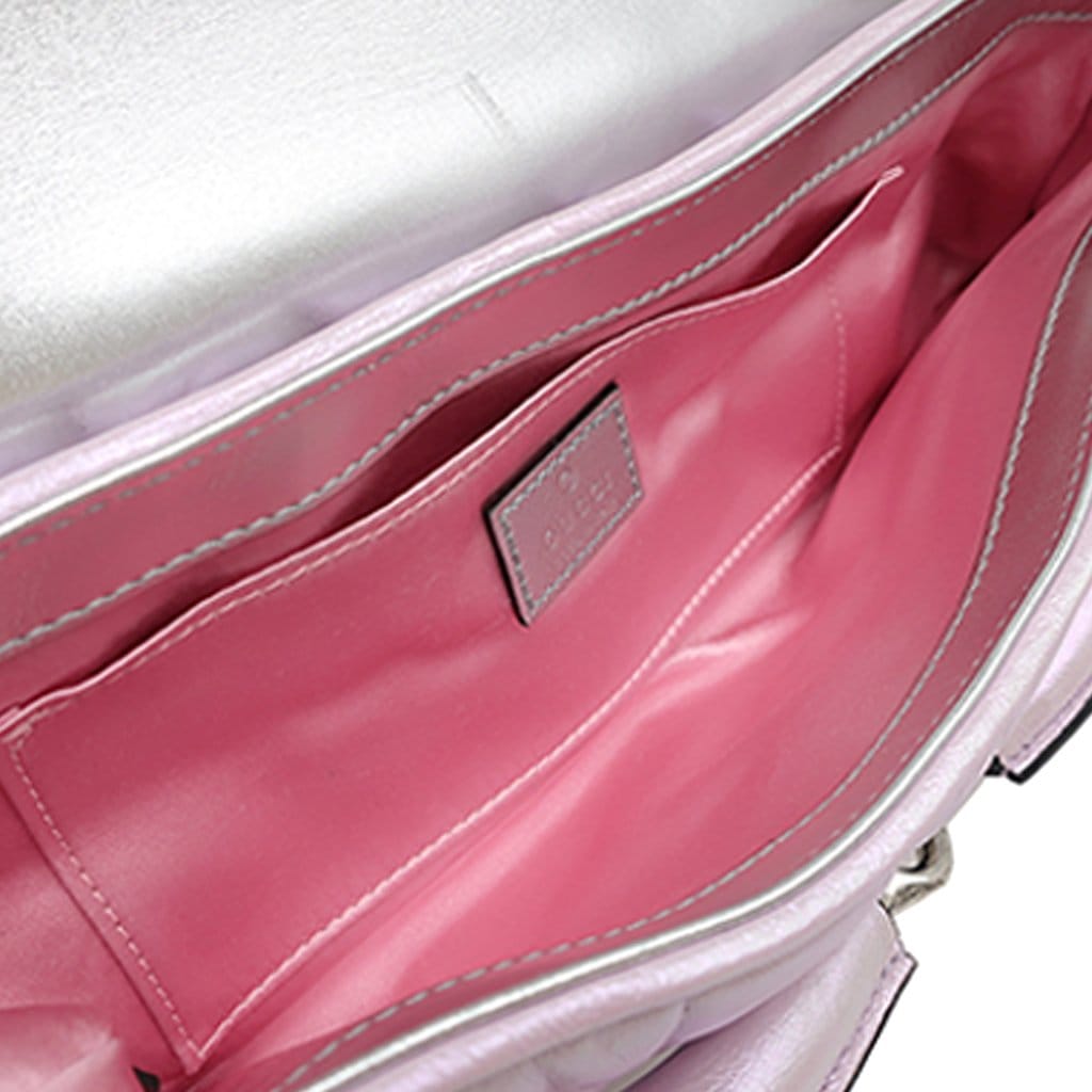 Gucci Small Iridescent Calfskin Horsebit Chain Satchel