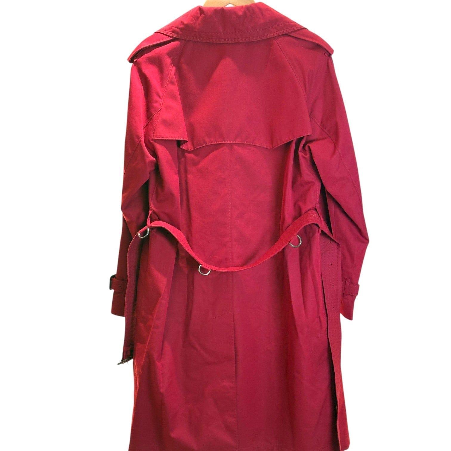 Burberry Red Long Cotton Trench Coat UK10