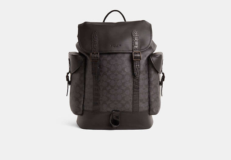 Coach Restored Hitch Backpack In Signature Canvas With Crocodile Detail