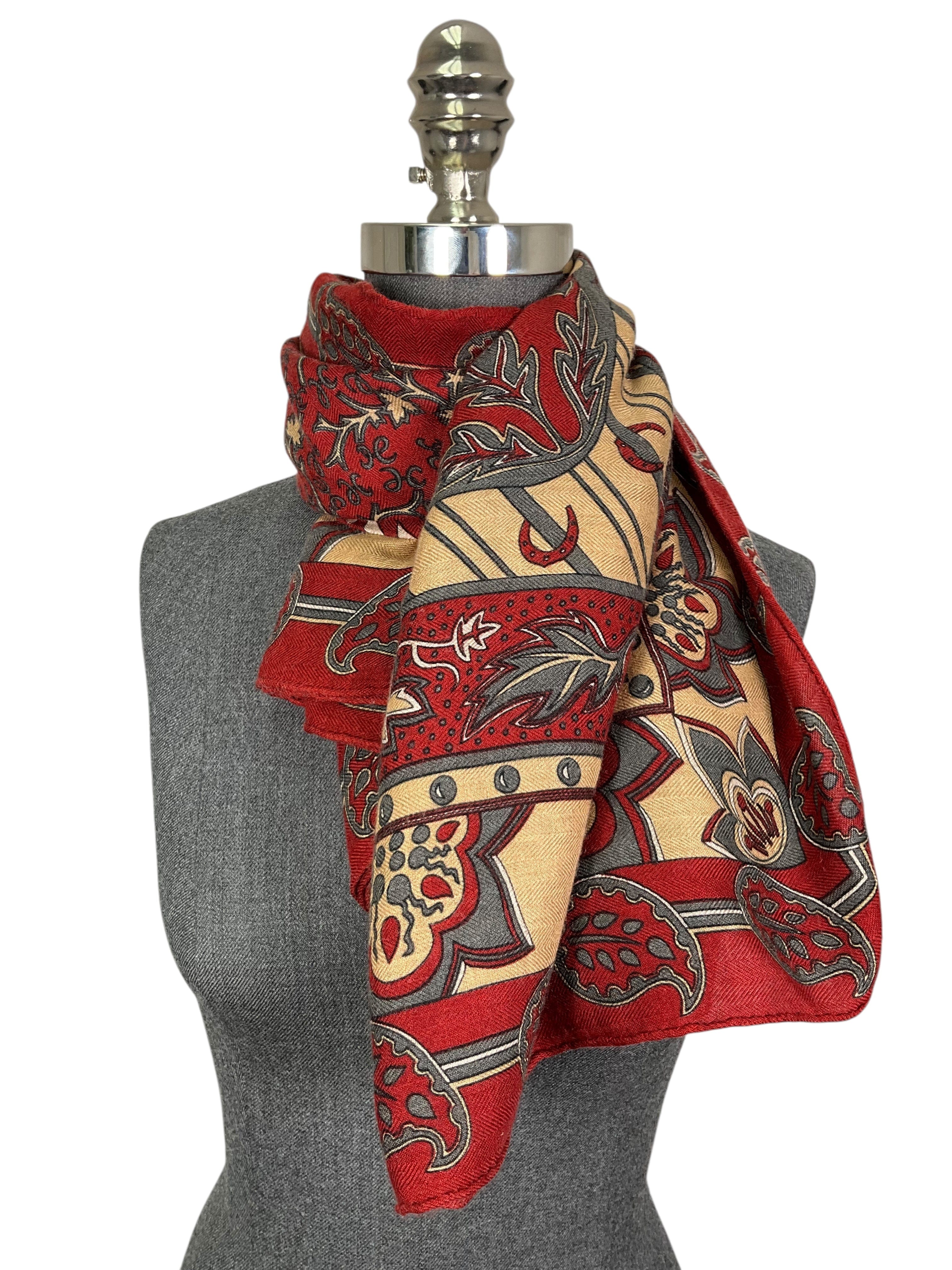 Hermes Treille et Muscade Cashmere Shawl 140