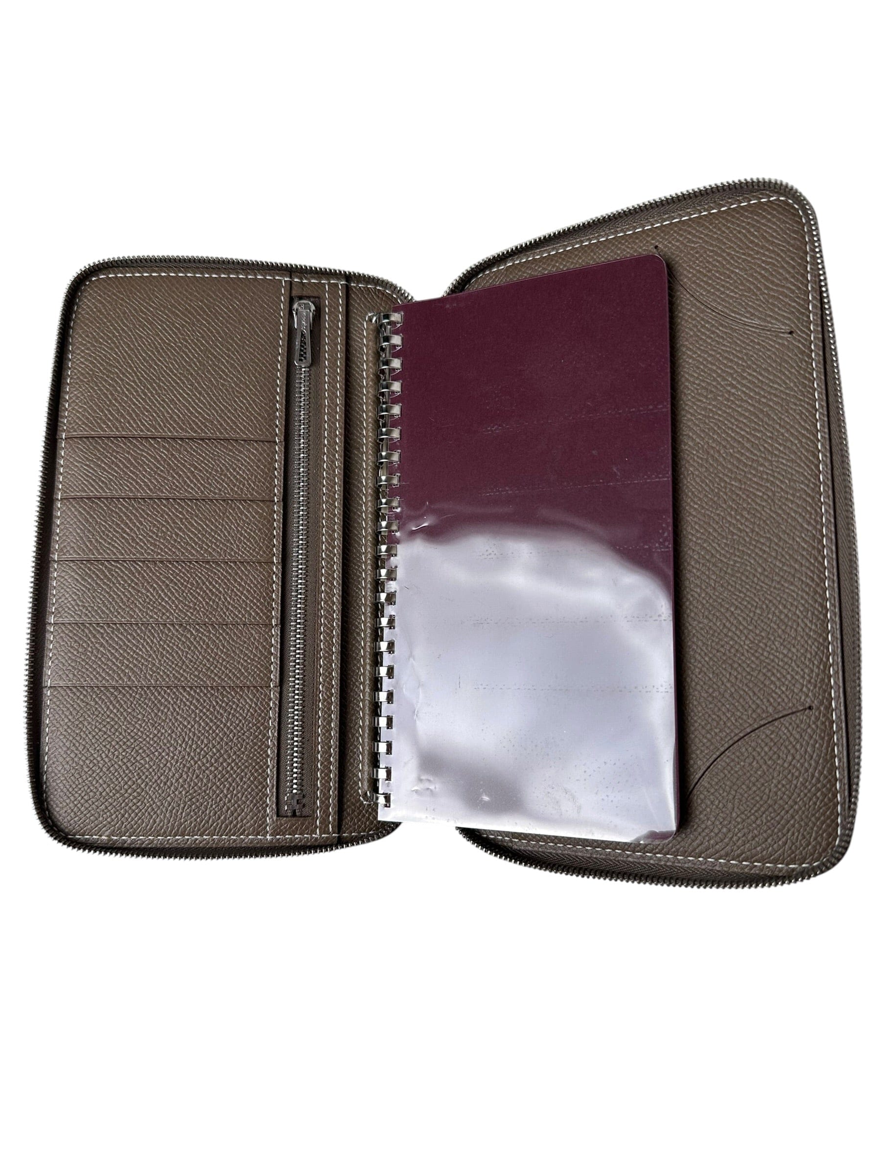 Hermes Etoupe Zip Wallet/Notebook