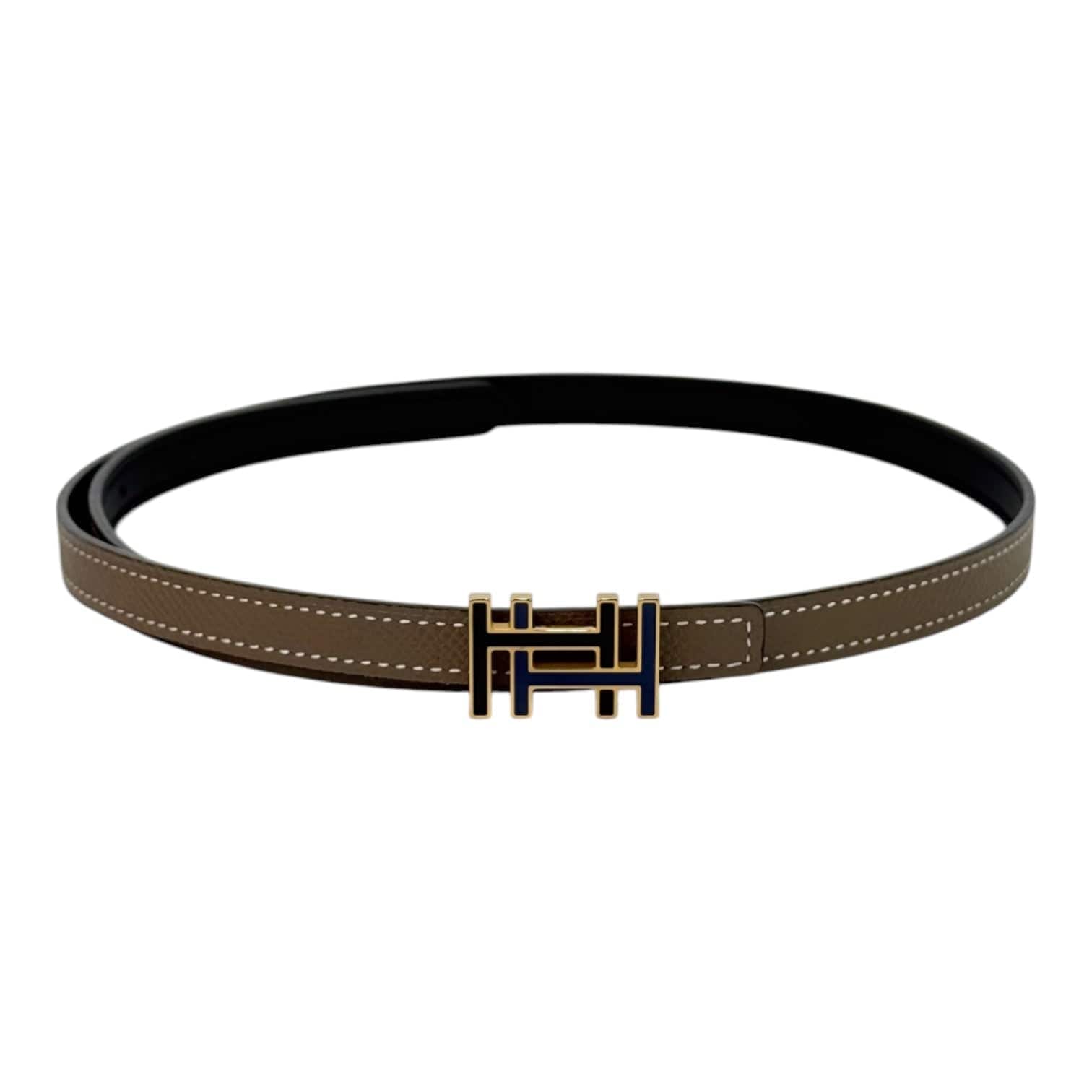 Hermes Reversible H Buckle Belt Etoupe/Noir 75 cm