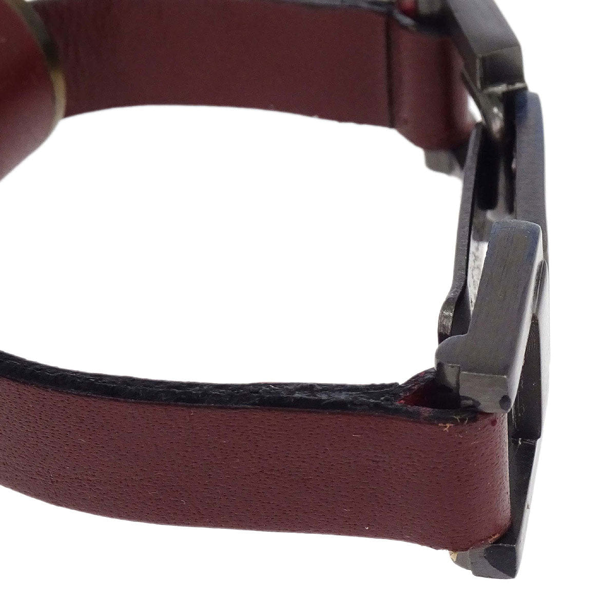 Chanel Leather Bracelet Ring Set Silver Brown 00A