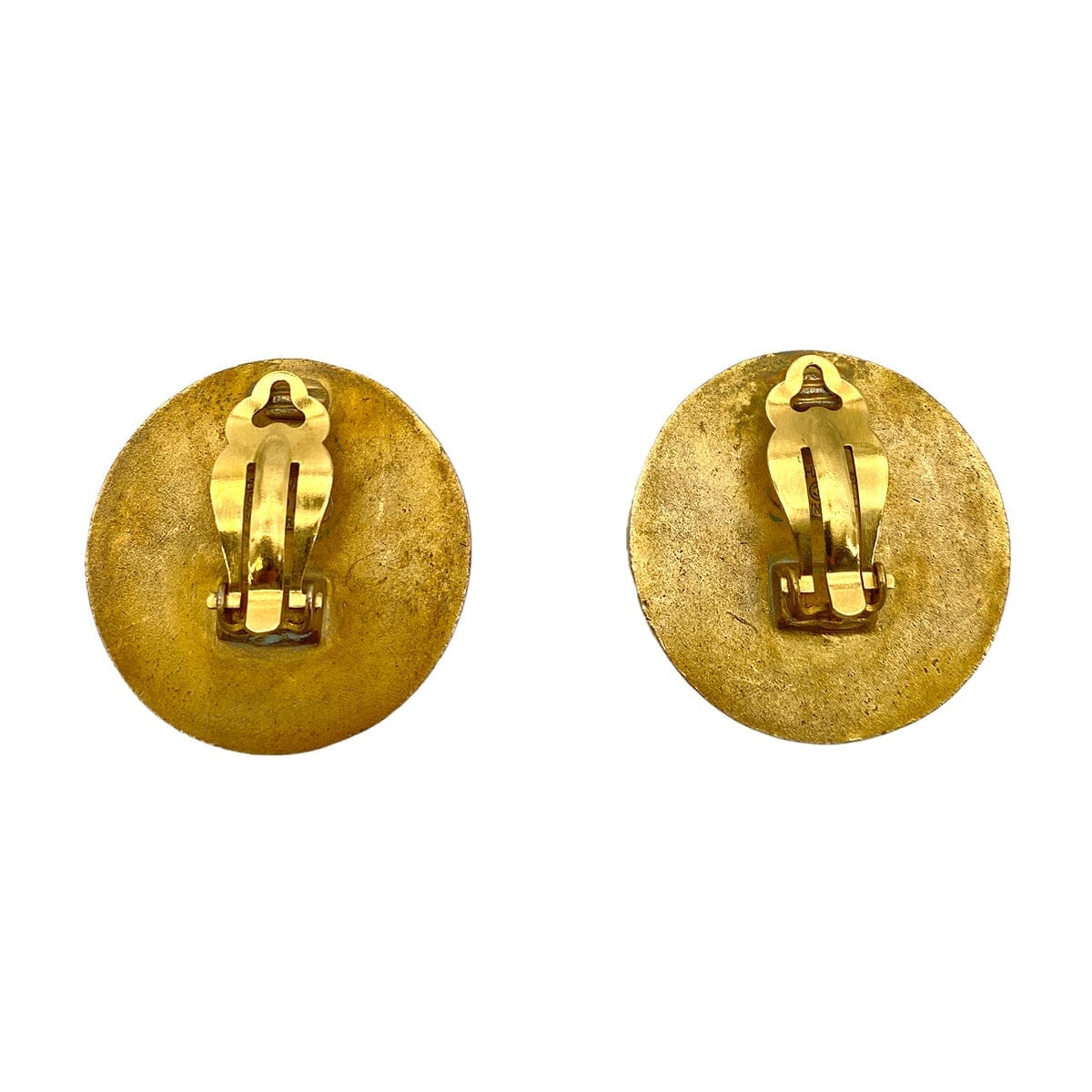 CHANEL VINTAGE EARRINGS ROUND COCOMARK BLACK ACCESSORY 94P DXBS4474