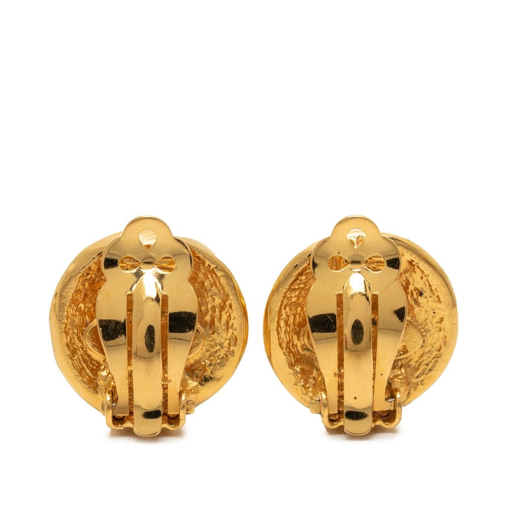 Chanel Gold Plated 31 Rue Cambon Round Clip On Earrings