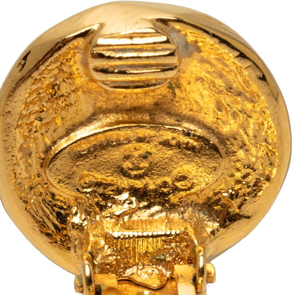Chanel Gold Plated 31 Rue Cambon Round Clip On Earrings