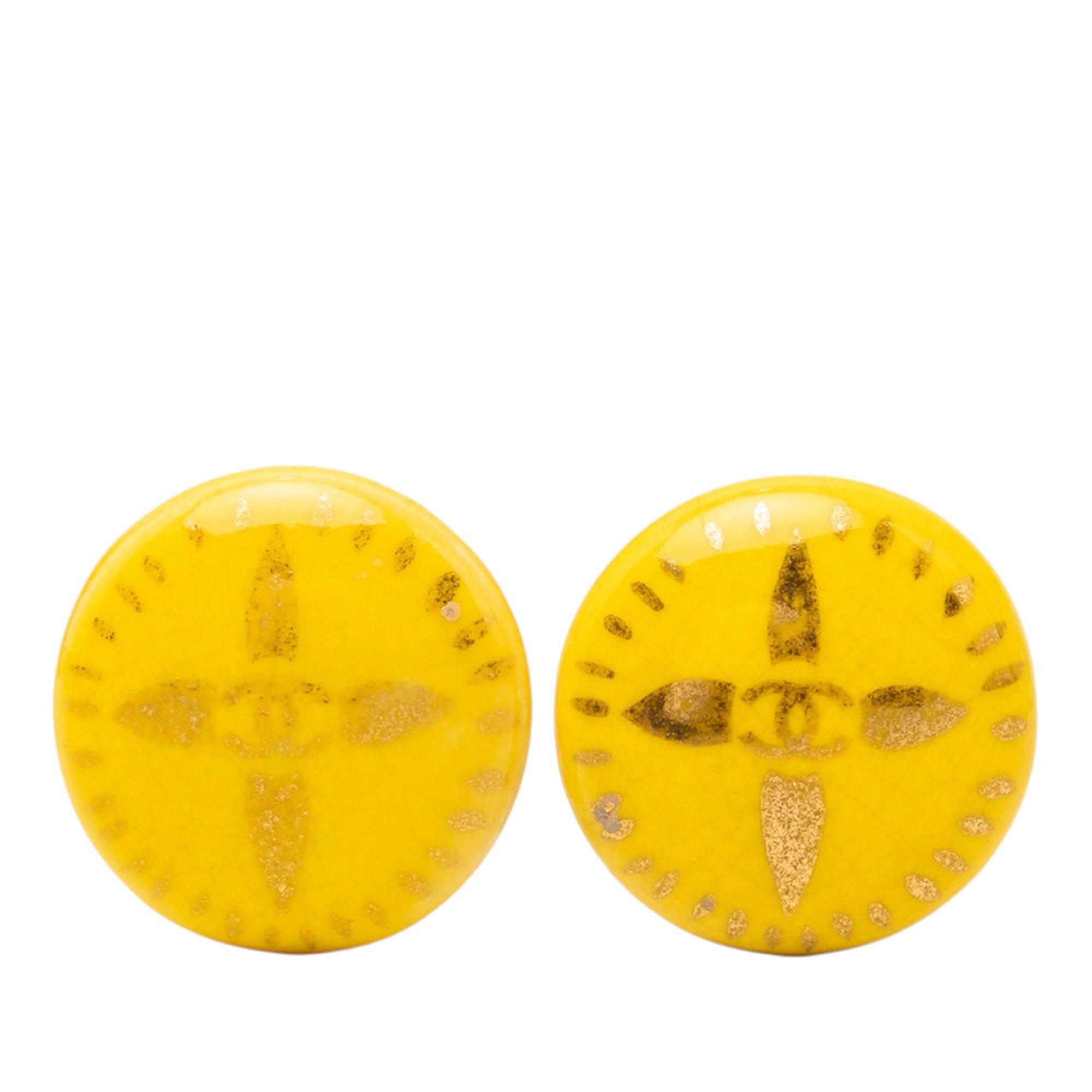 Chanel CC Resin Round Clip On Earrings