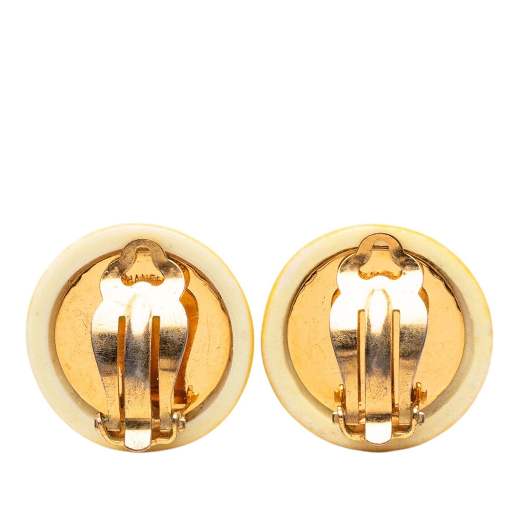 Chanel CC Resin Round Clip On Earrings