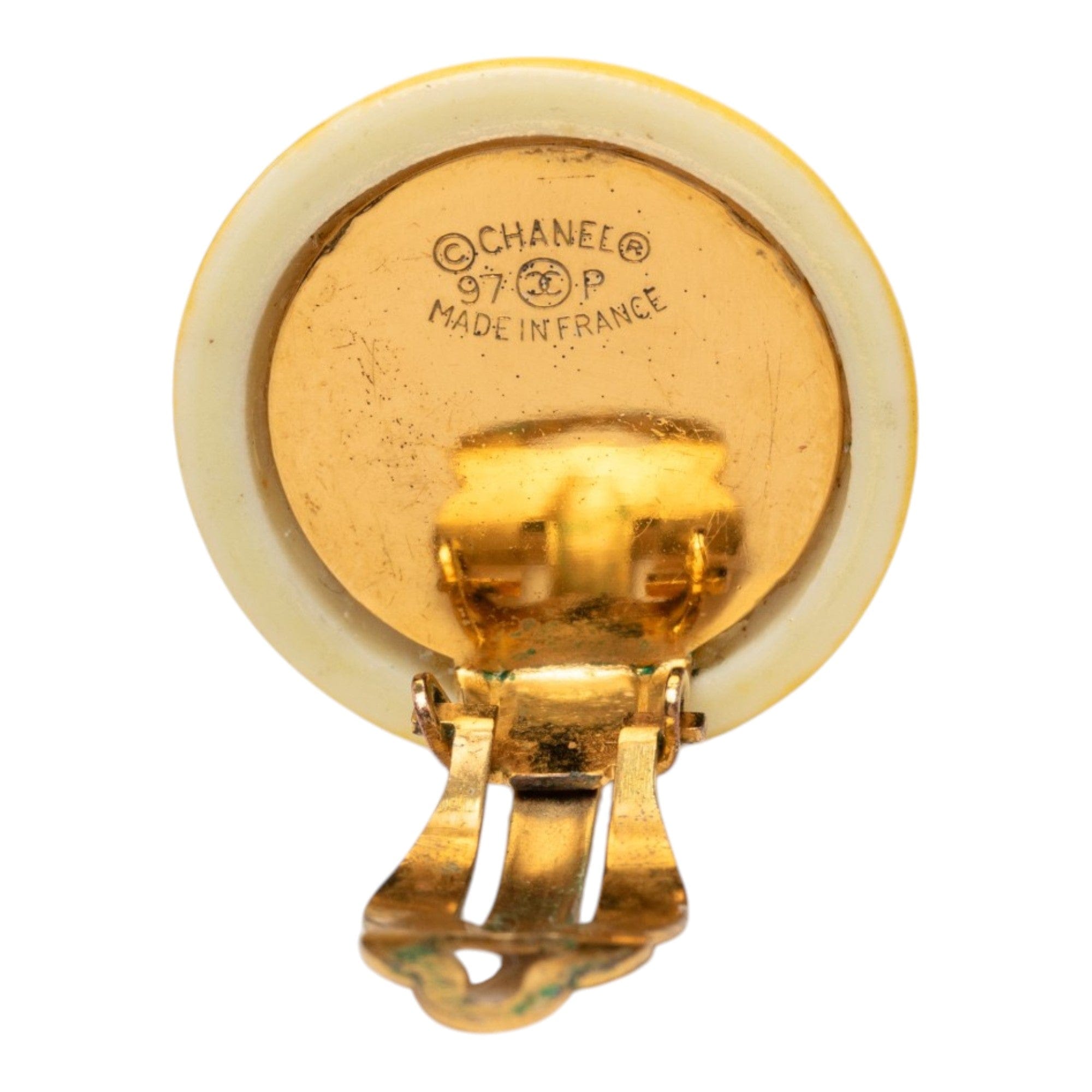 Chanel CC Resin Round Clip On Earrings