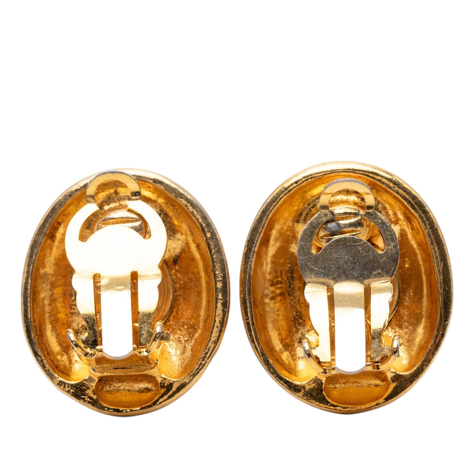 Chanel Gold Plated Mademoiselle Oval Clip On Earrings