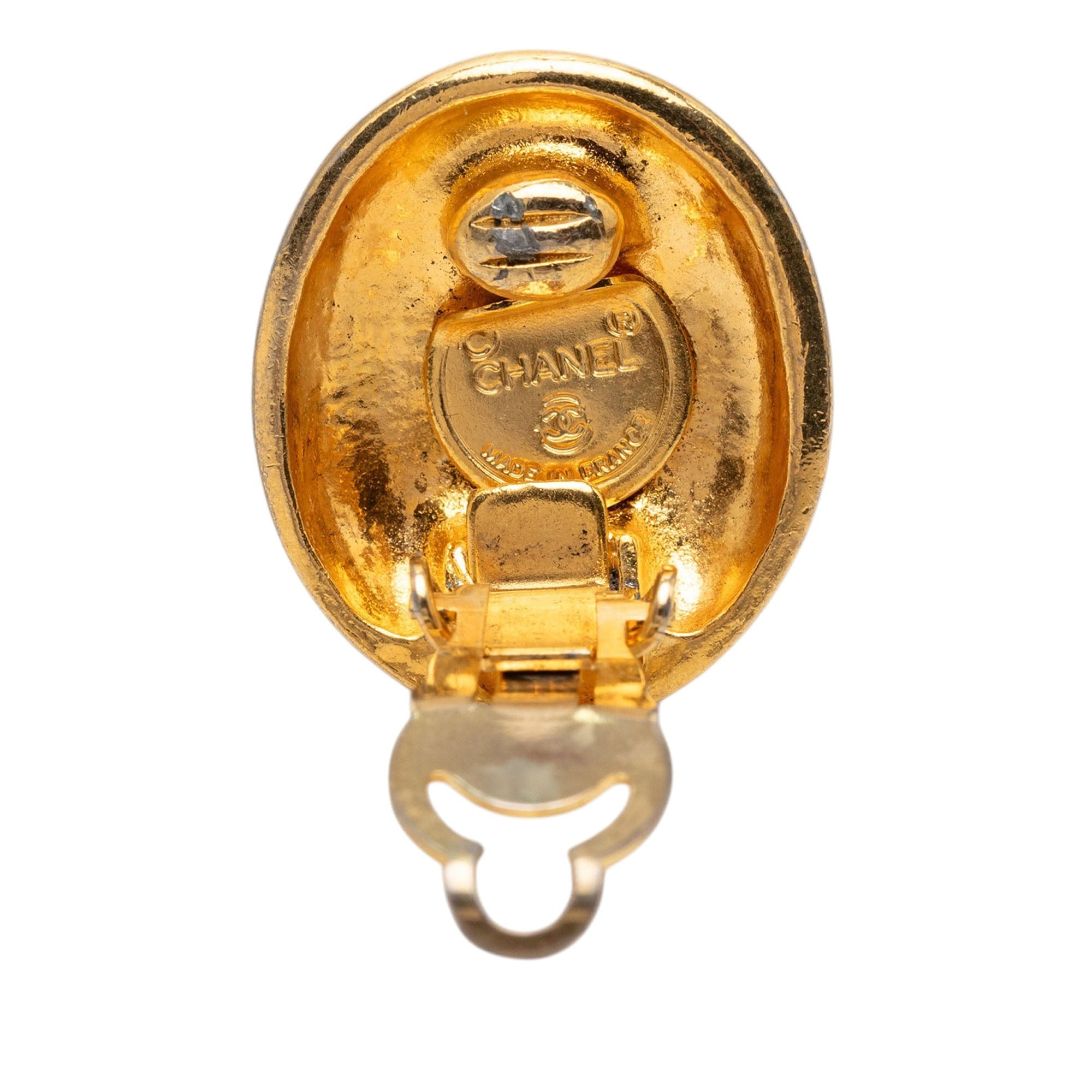 Chanel Gold Plated Mademoiselle Oval Clip On Earrings