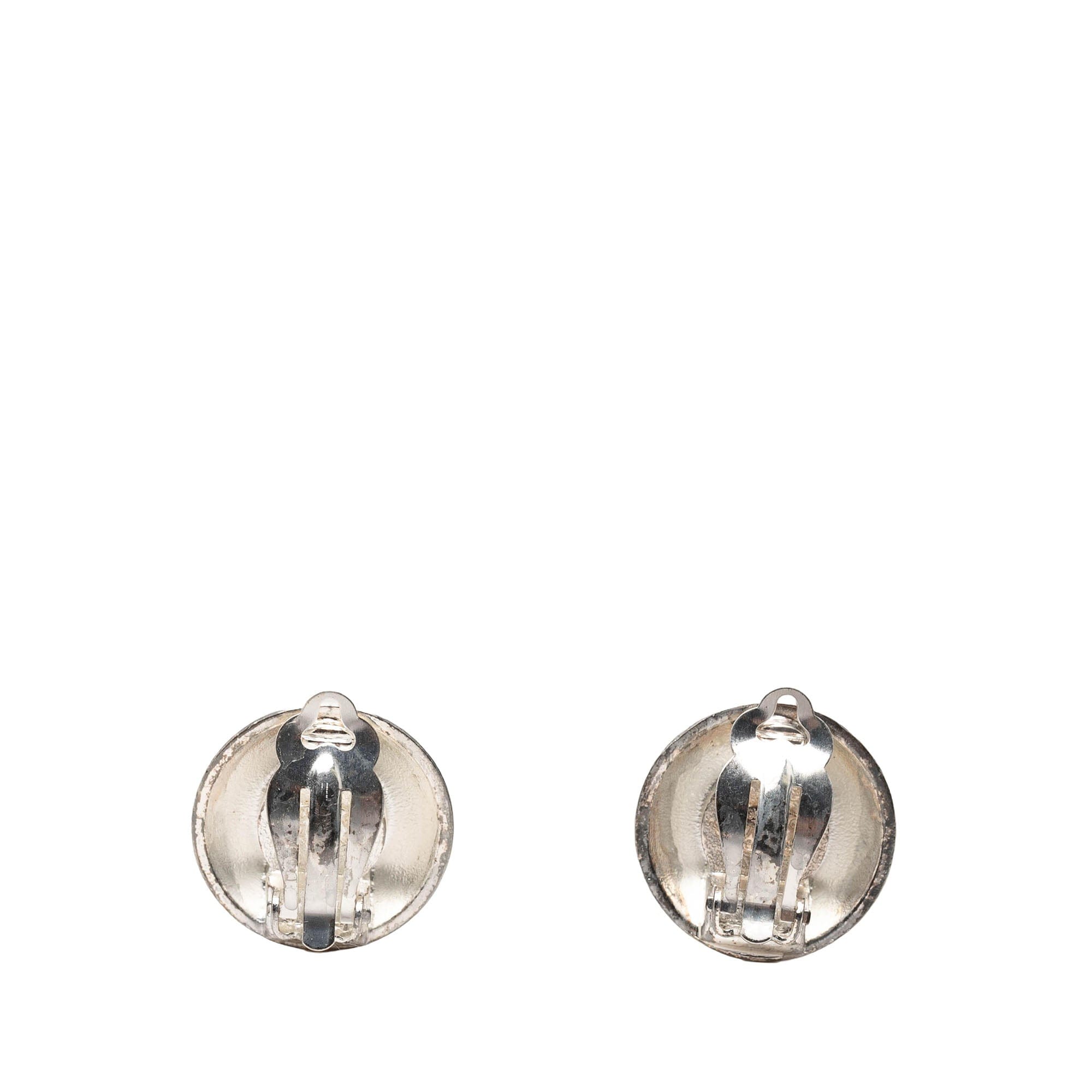 Chanel CC Brass and Gold Plated Sunburst Round Clip On Earrings