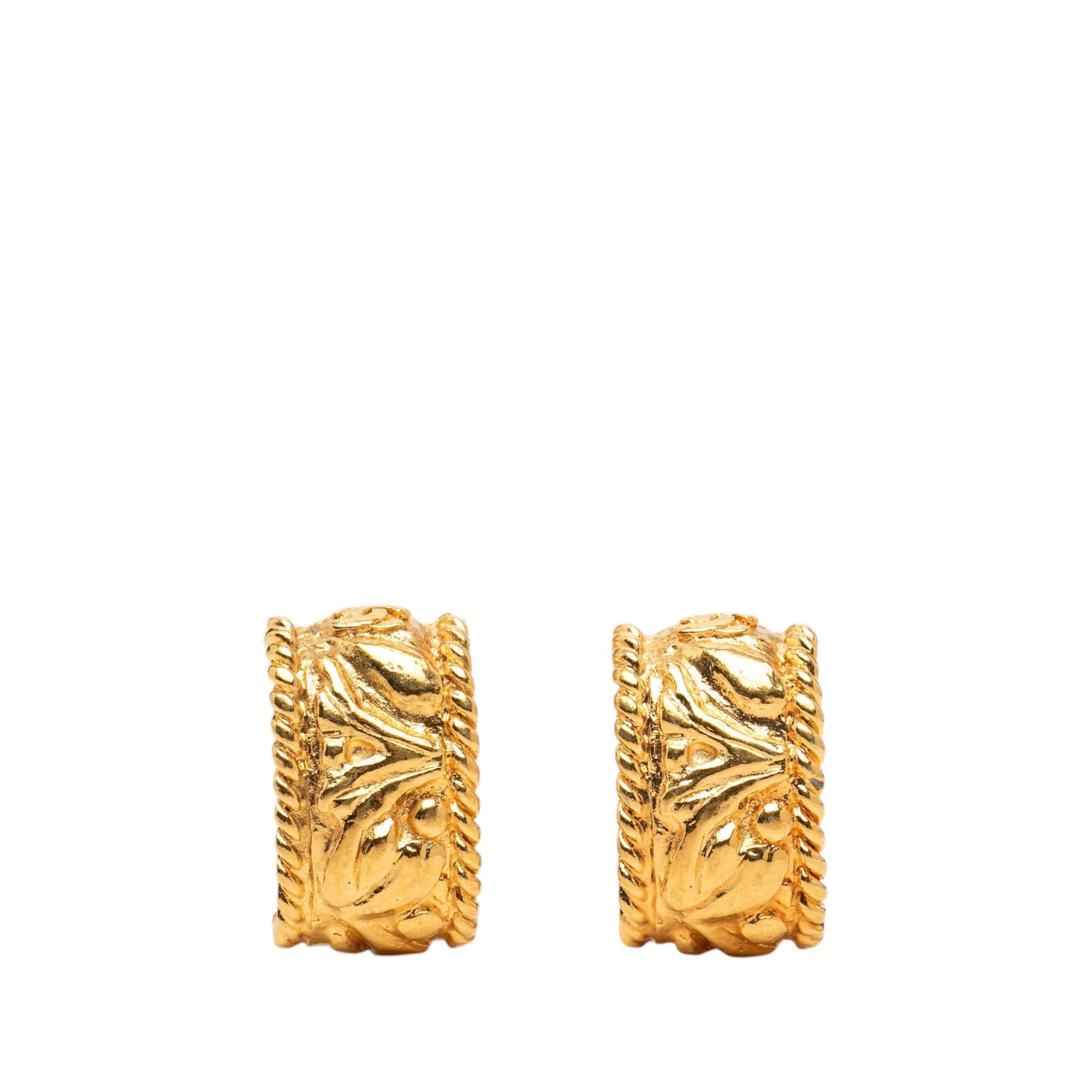 Chanel CC Gold Plated Half Hoop Clip On Earrings