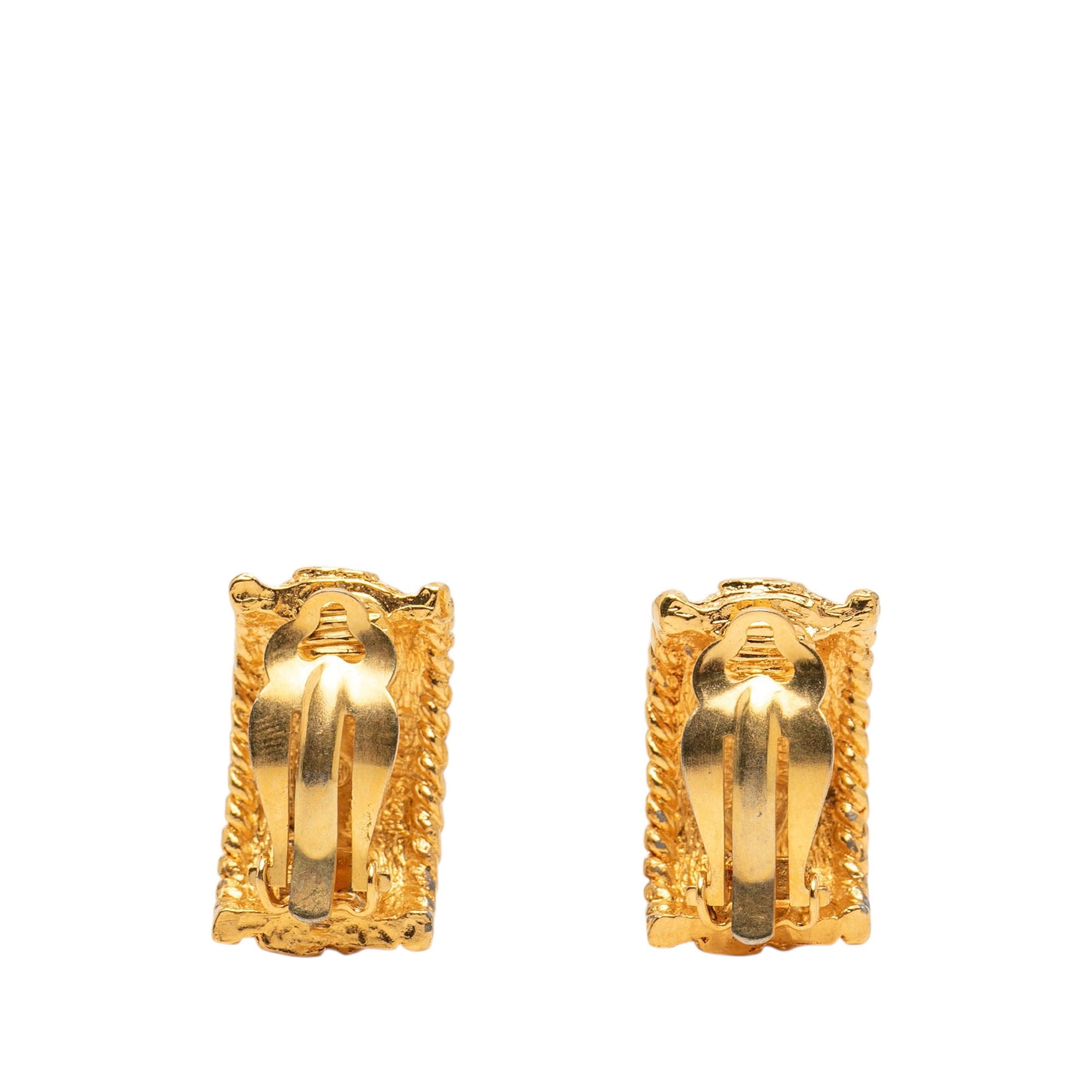 Chanel CC Gold Plated Half Hoop Clip On Earrings