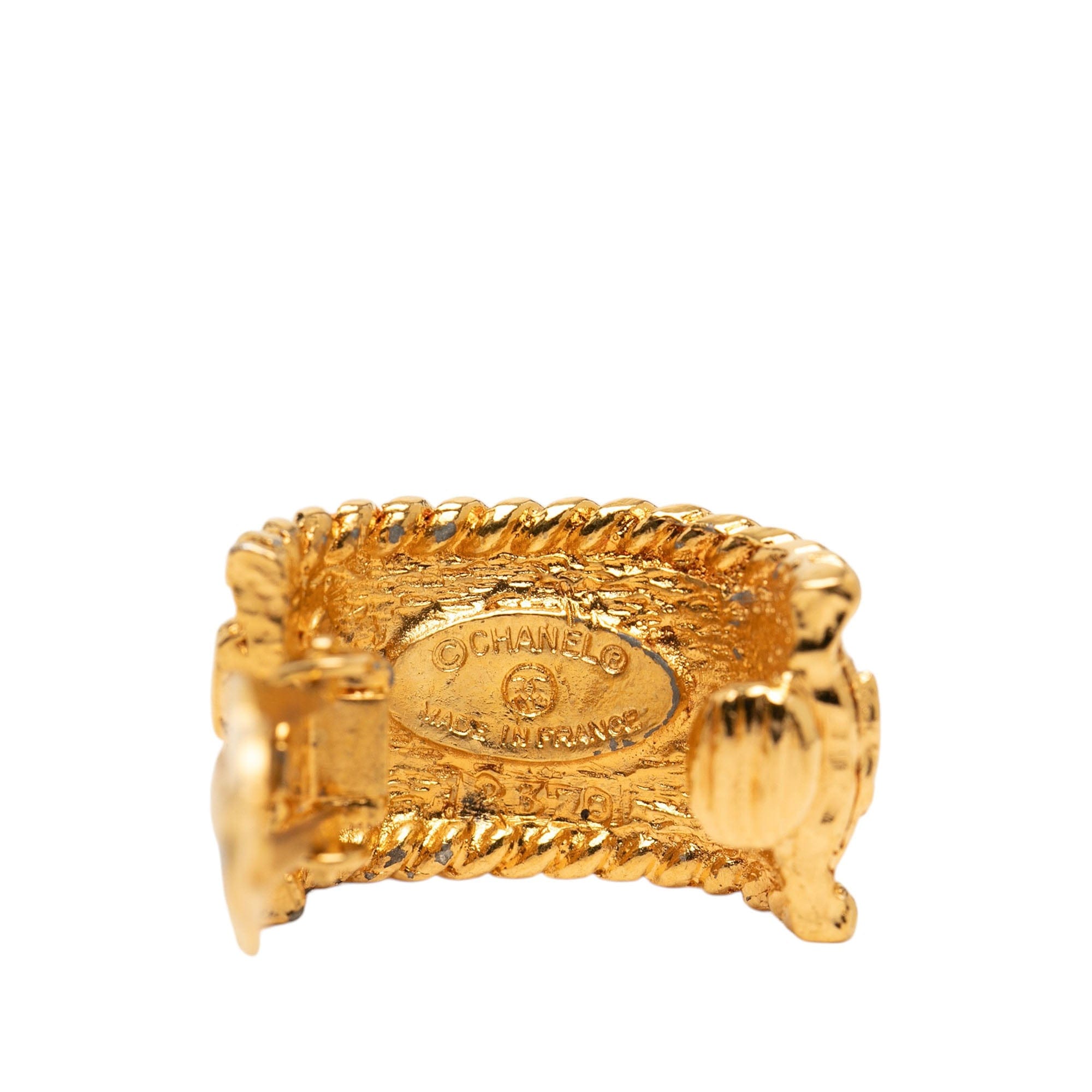 Chanel CC Gold Plated Half Hoop Clip On Earrings