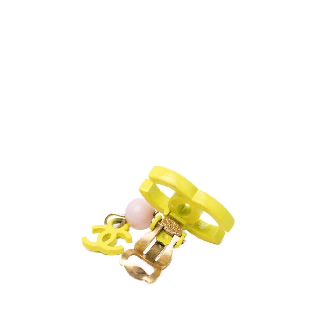 Chanel CC Resin Bead Drop Clip On Earrings