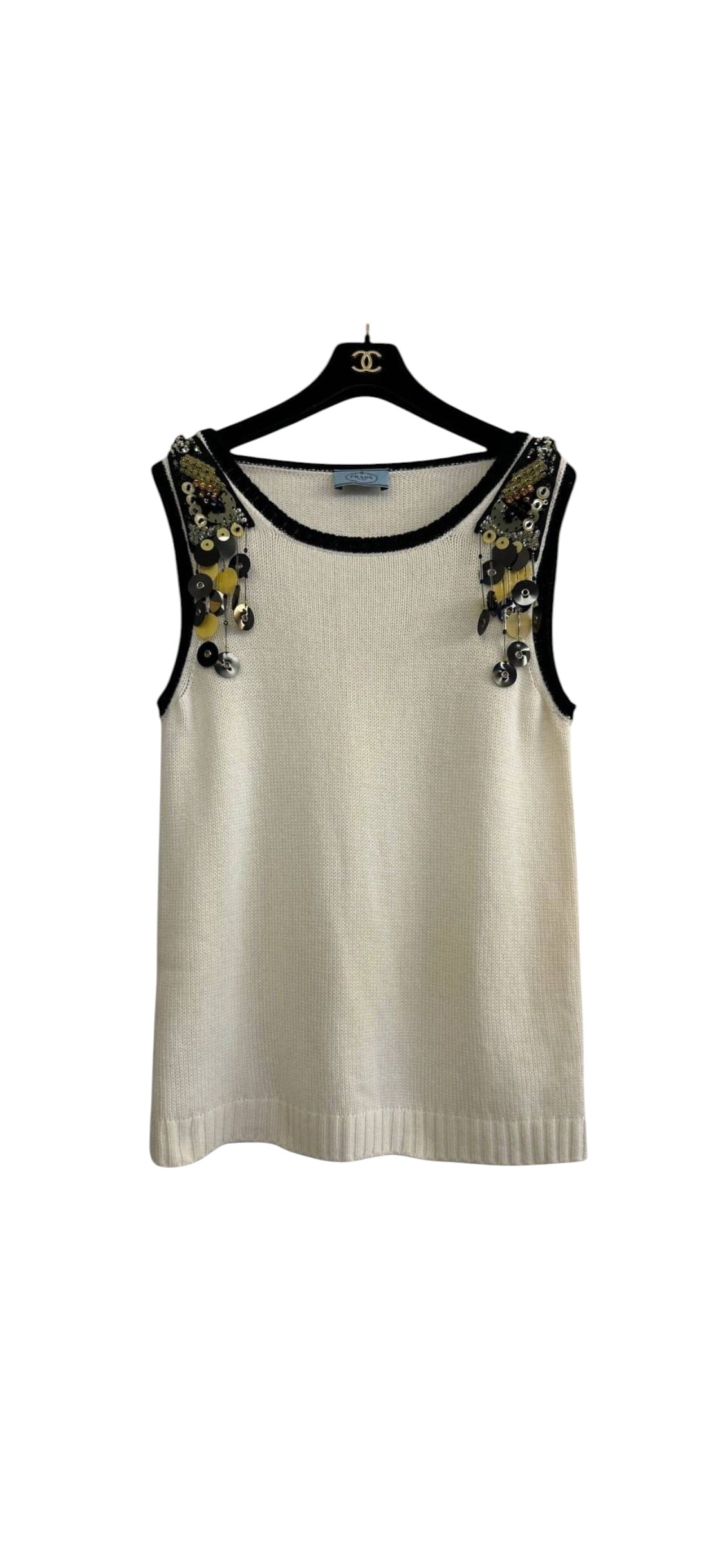 Prada Sequin Cashmere Sleevless Top Sz42 DLT6936