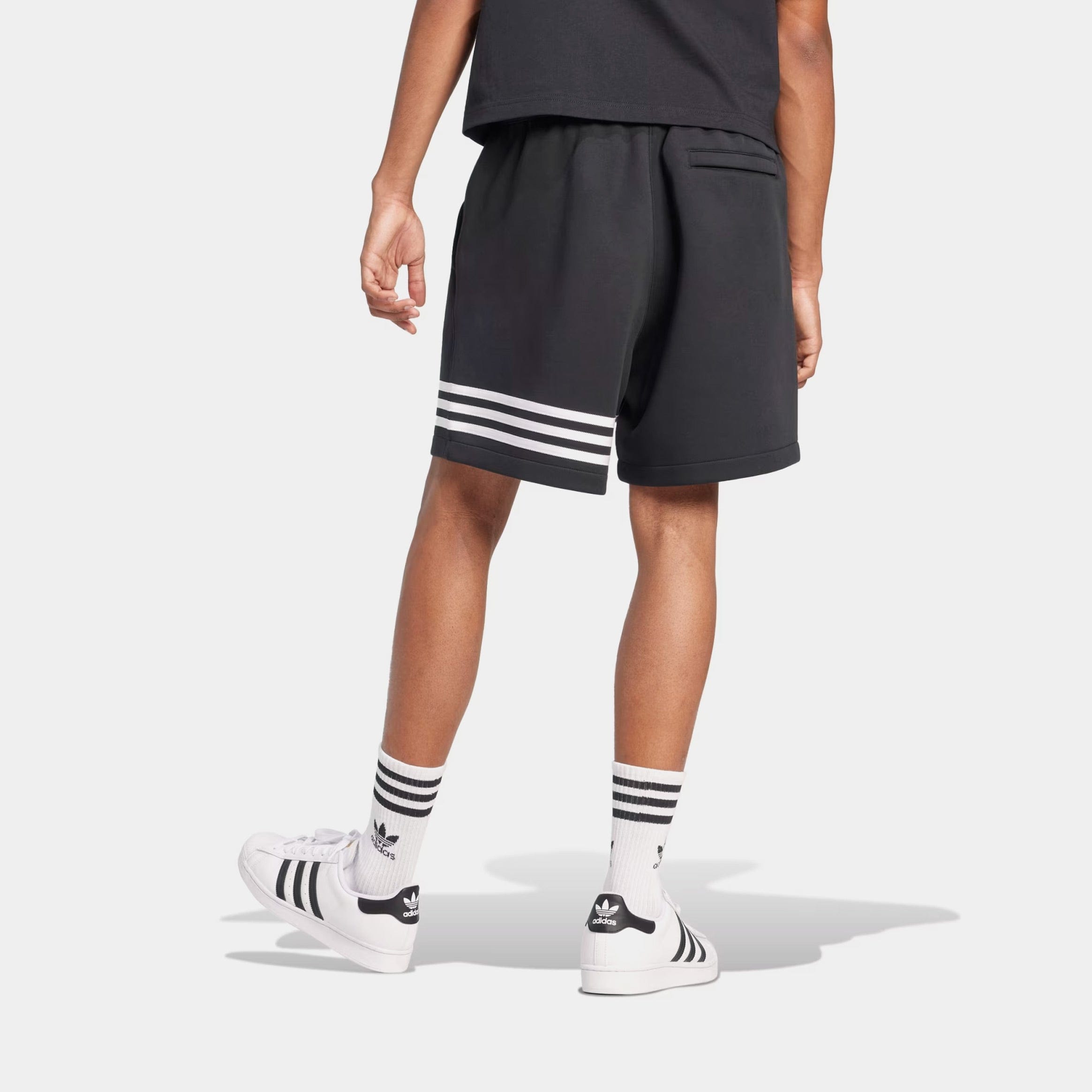 adidas Neuclassics 3 Stripes Fleece Mens Shorts (Black)