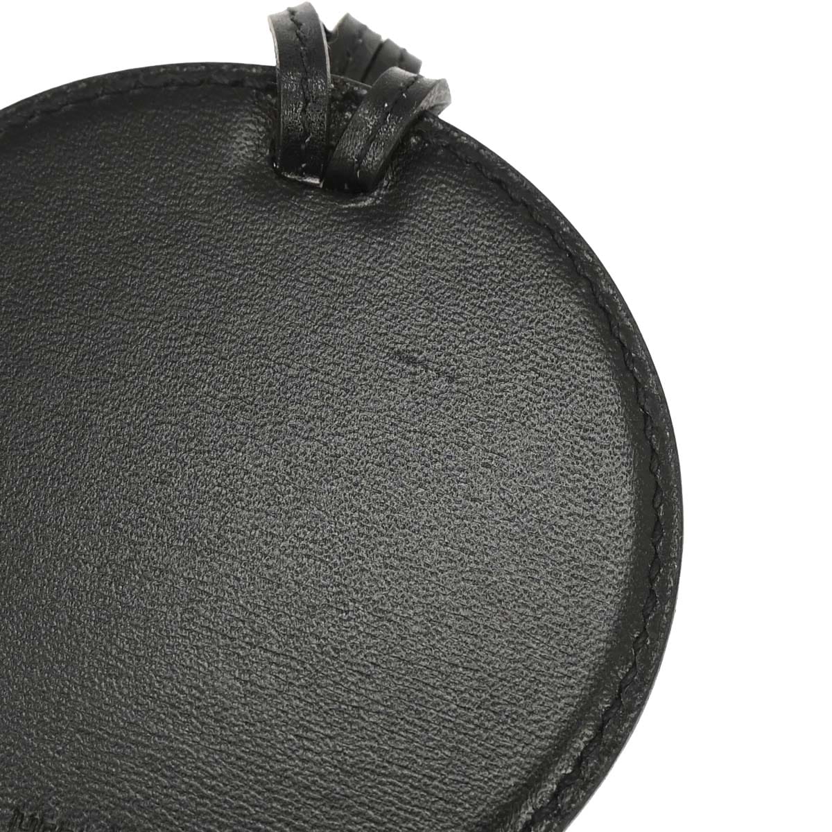Hermes Pendant Necklace Black Leather Mirror