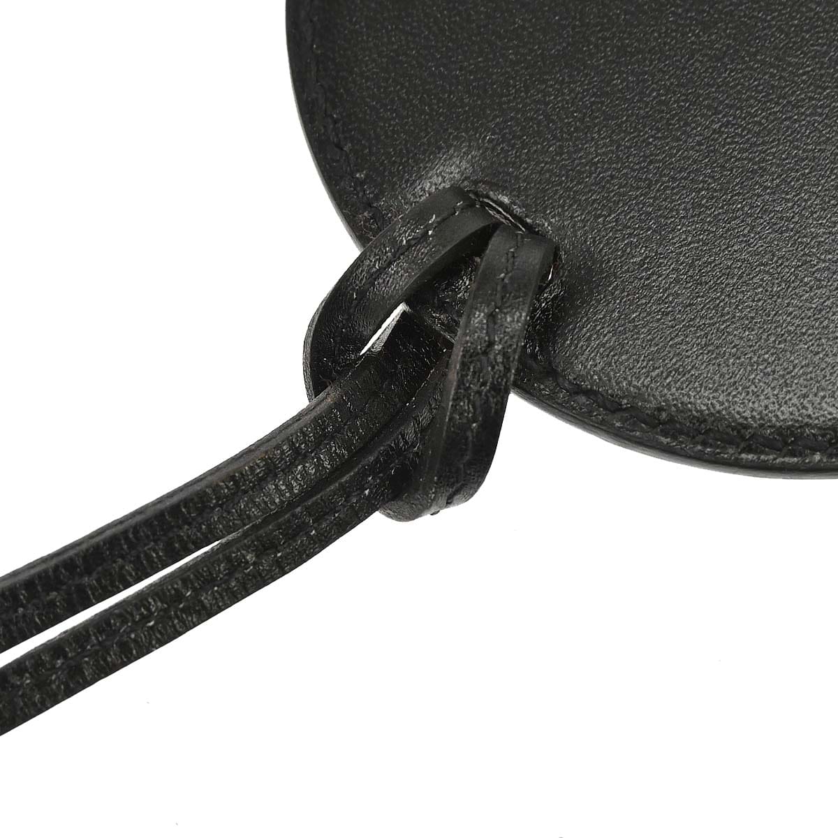 Hermes Pendant Necklace Black Leather Mirror