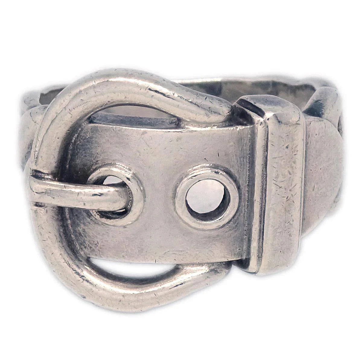 Hermes 1980s Boucle Sellier Ring Silver #53