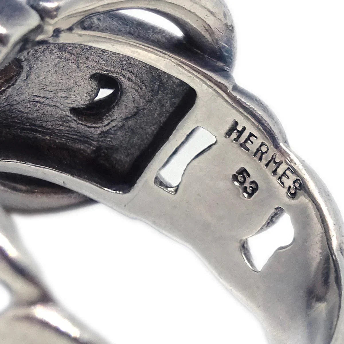 Hermes 1980s Boucle Sellier Ring Silver #53