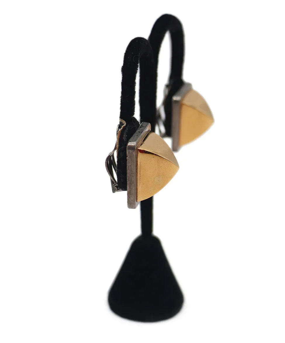 Hermes Gold & Silver Metal Vintage Earrings