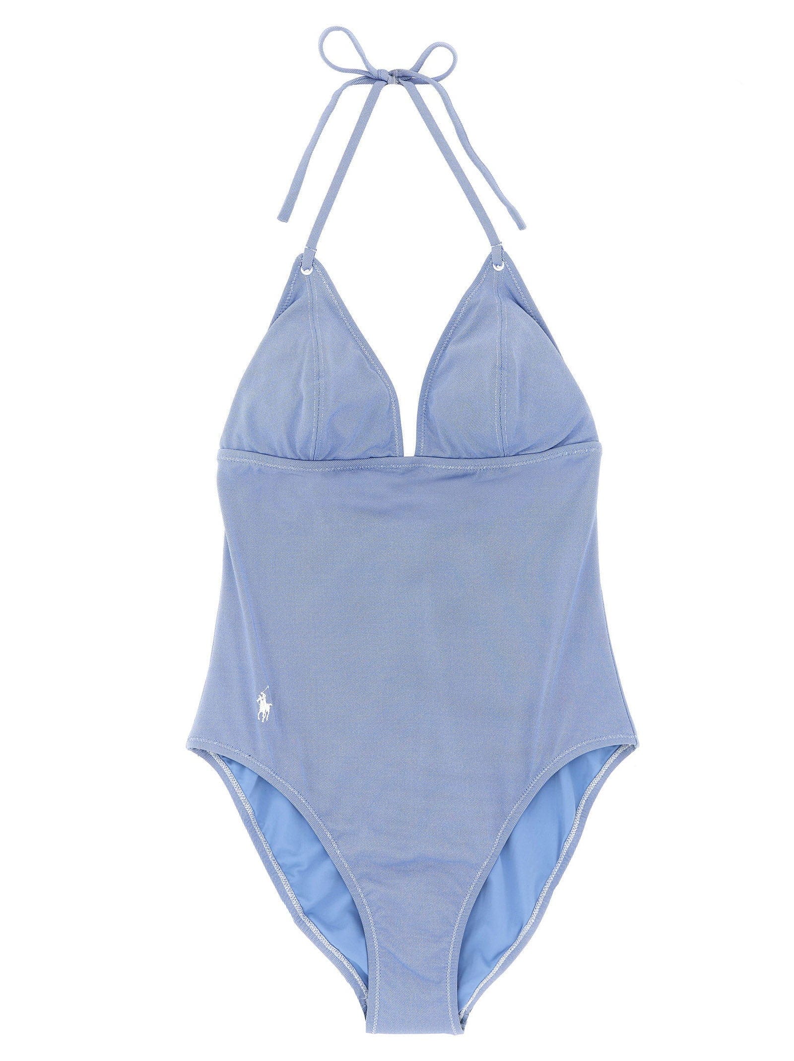 Polo Ralph Lauren Triangle Halter One - Piece One - Piece Swimsuit — Blue