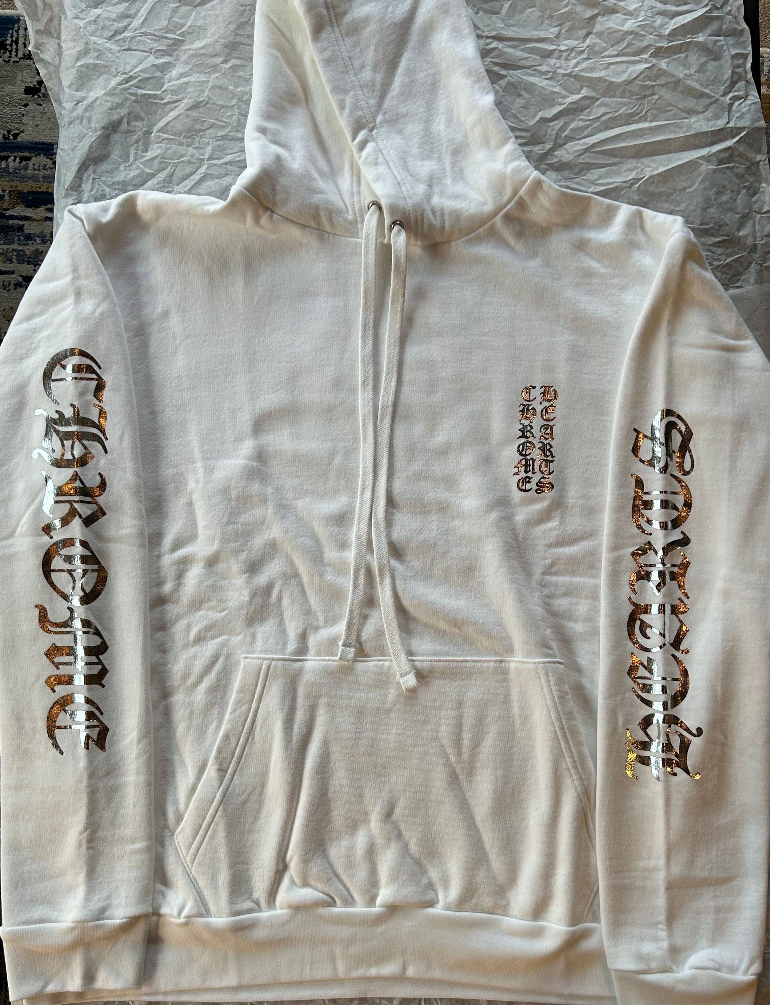 Chrome Hearts Hoodie Chrome Hearts Vertical Logo White silver