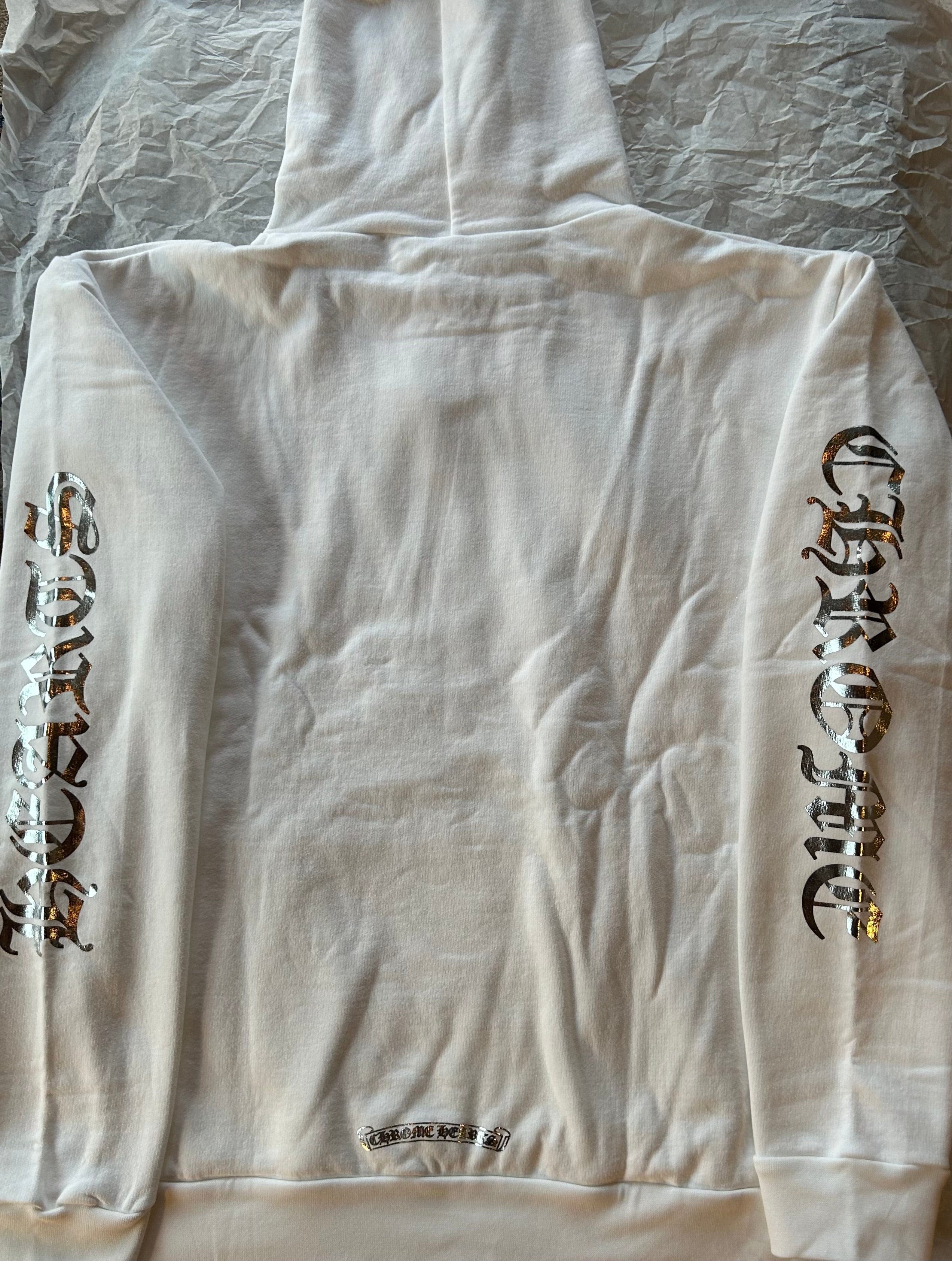 Chrome Hearts Hoodie Chrome Hearts Vertical Logo White silver