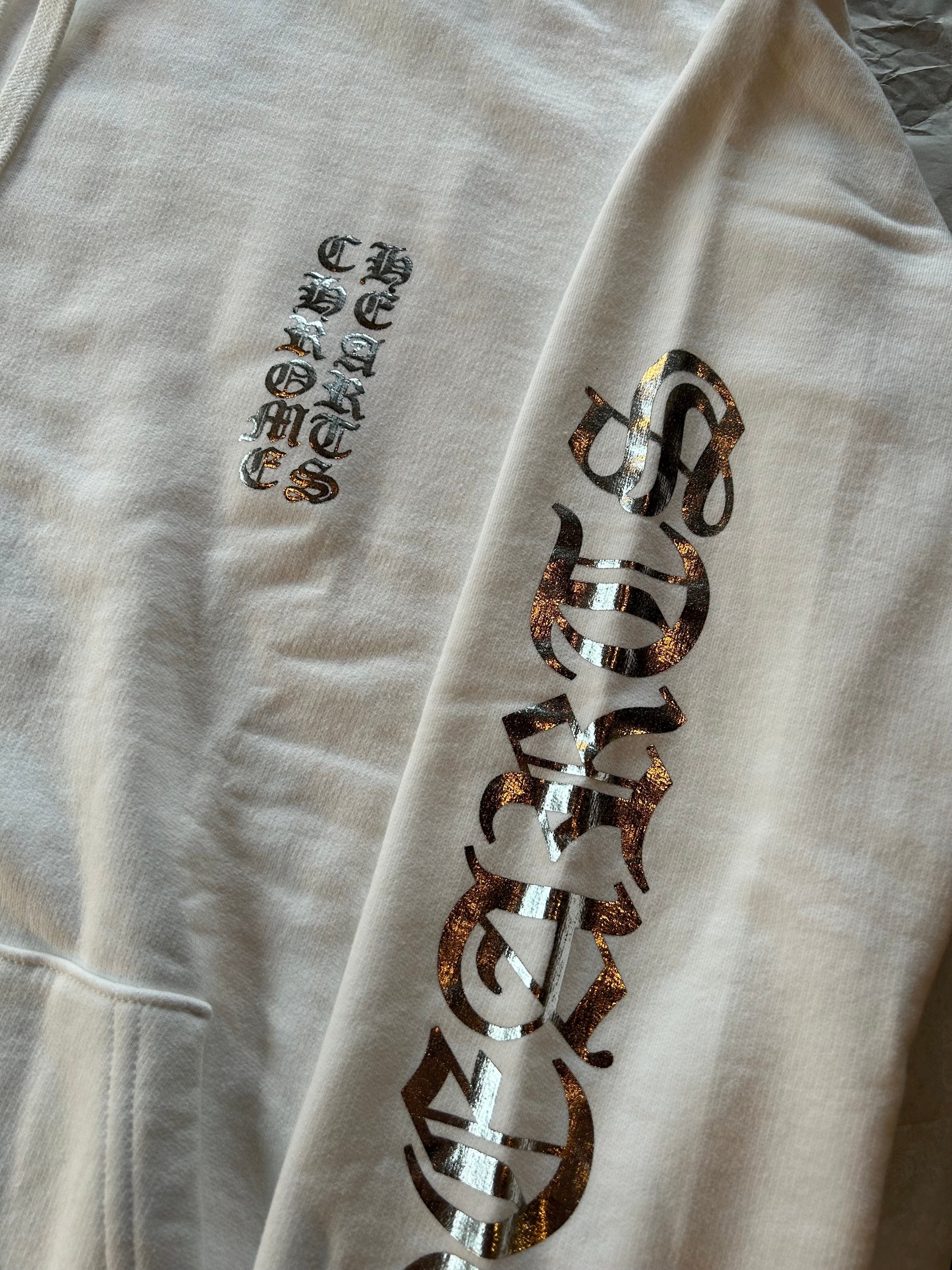 Chrome Hearts Hoodie Chrome Hearts Vertical Logo White silver