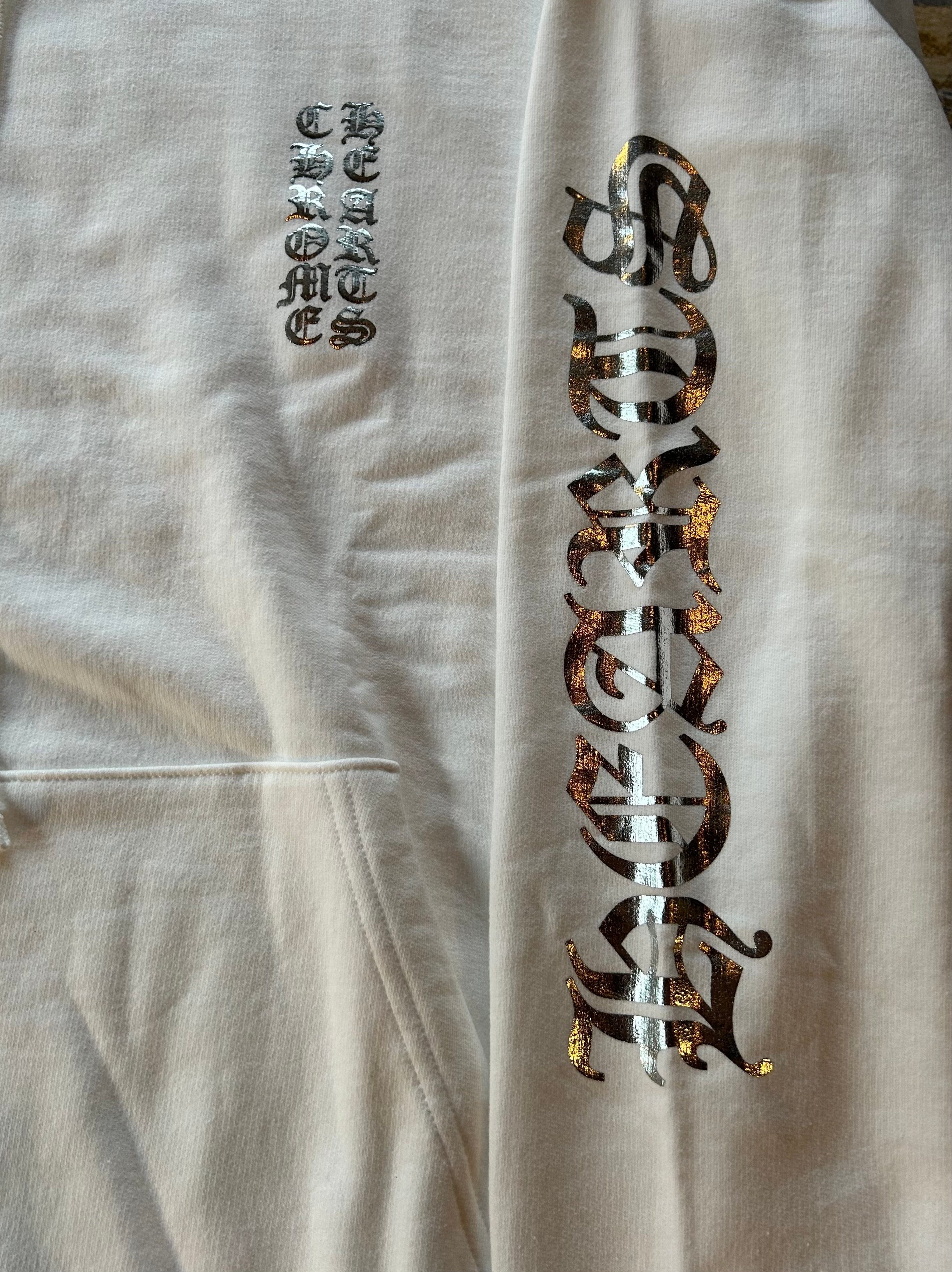 Chrome Hearts Hoodie Chrome Hearts Vertical Logo White silver